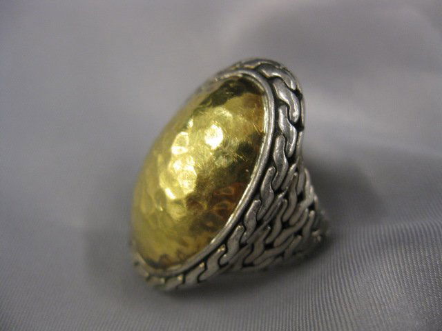 John Hardy 22k Gold & Sterling Ring,: Palu large oval dome ring, superb design, signed, currently sized 7, retailed at $995.