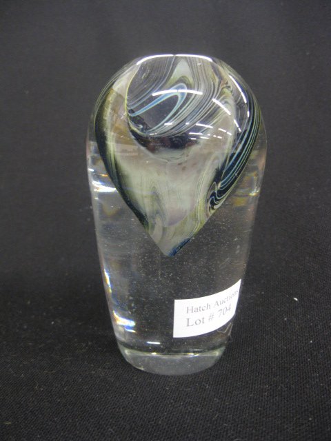 Young & Constantin Art Glass Vase,: internally decorated cobalt teardrop in clear body, 4 3/4", signed, excellent.