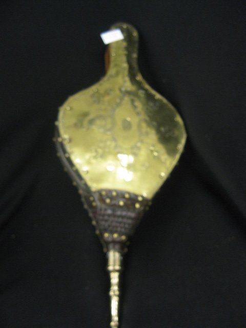 Victorian Brass & Leather Fireplace Bellows,: 17" long.