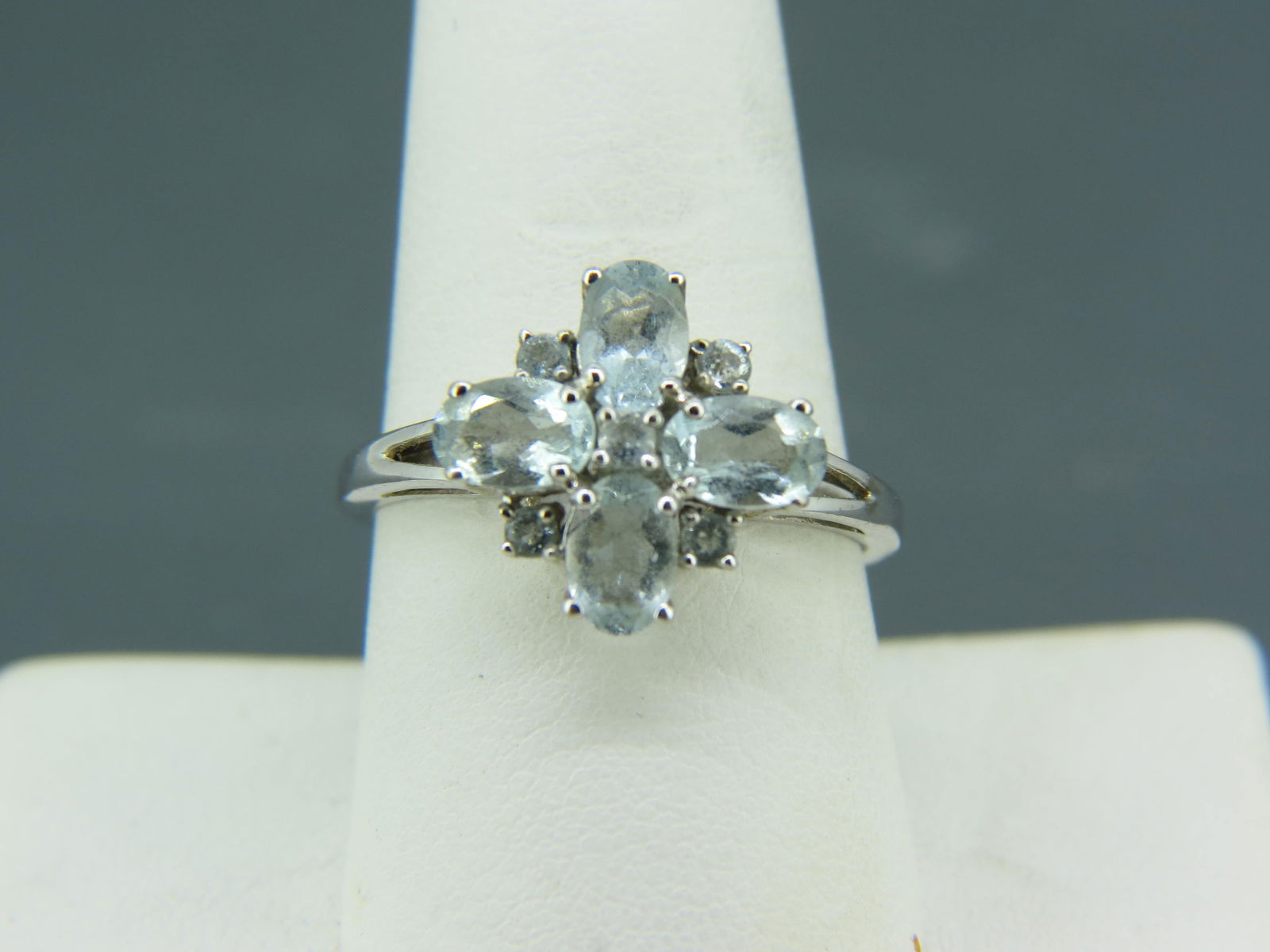 Aquamarine 10K White Gold Ring, (1 of 8)