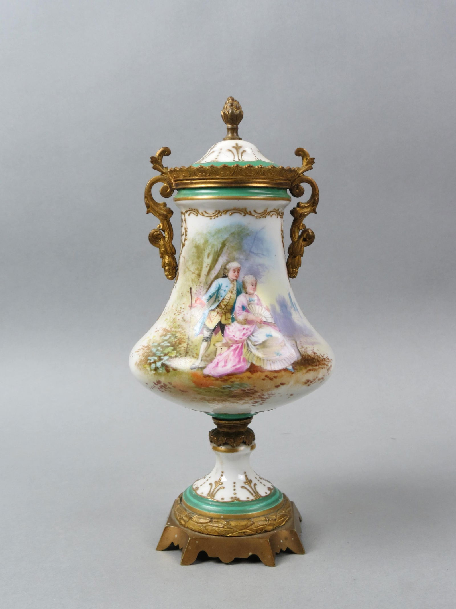 Sevres Porcelain Covered Urn, hand painted scenes (1 of 6)