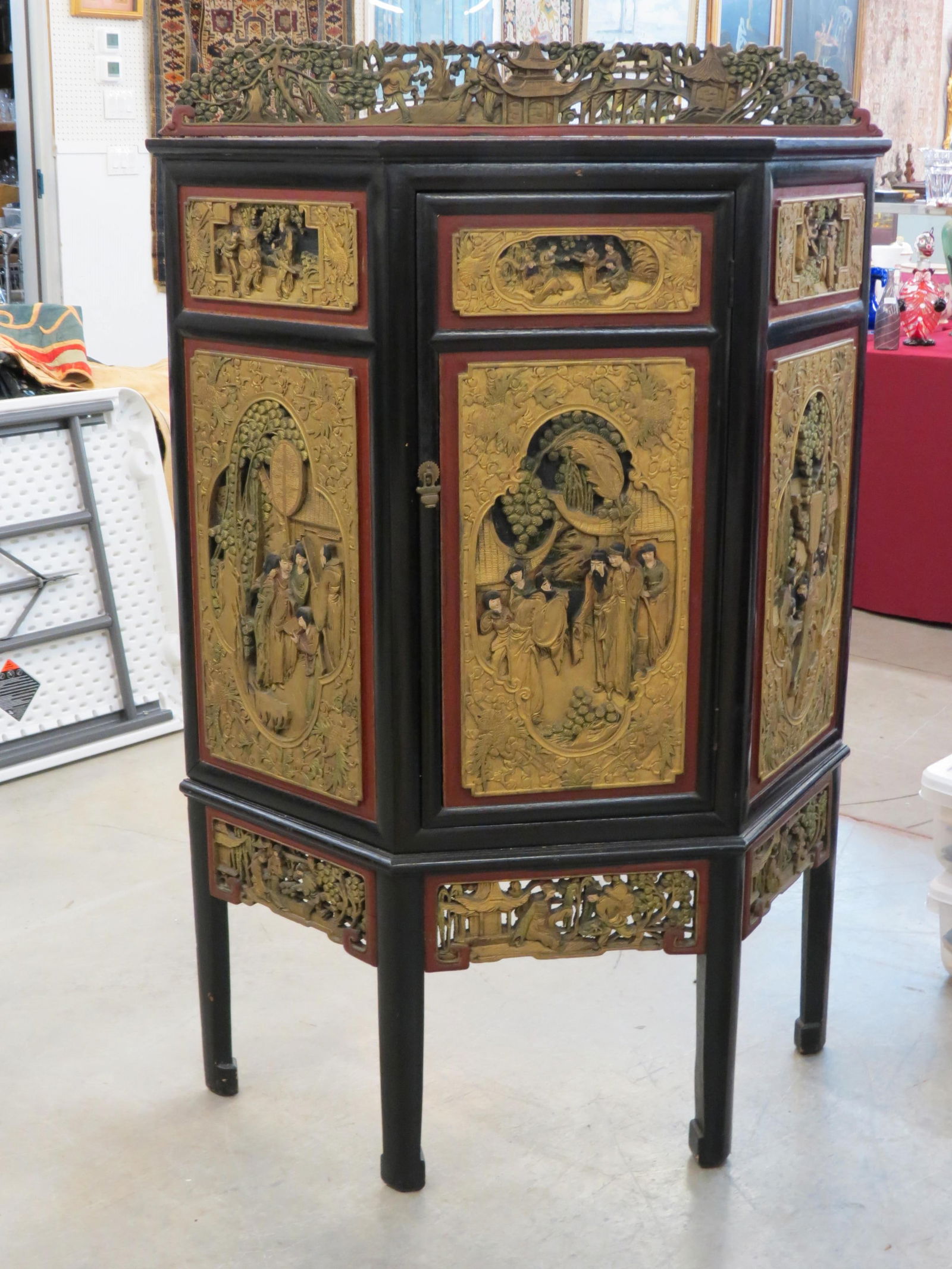 Antique Chinese Carved Cabinet, (1 of 6)