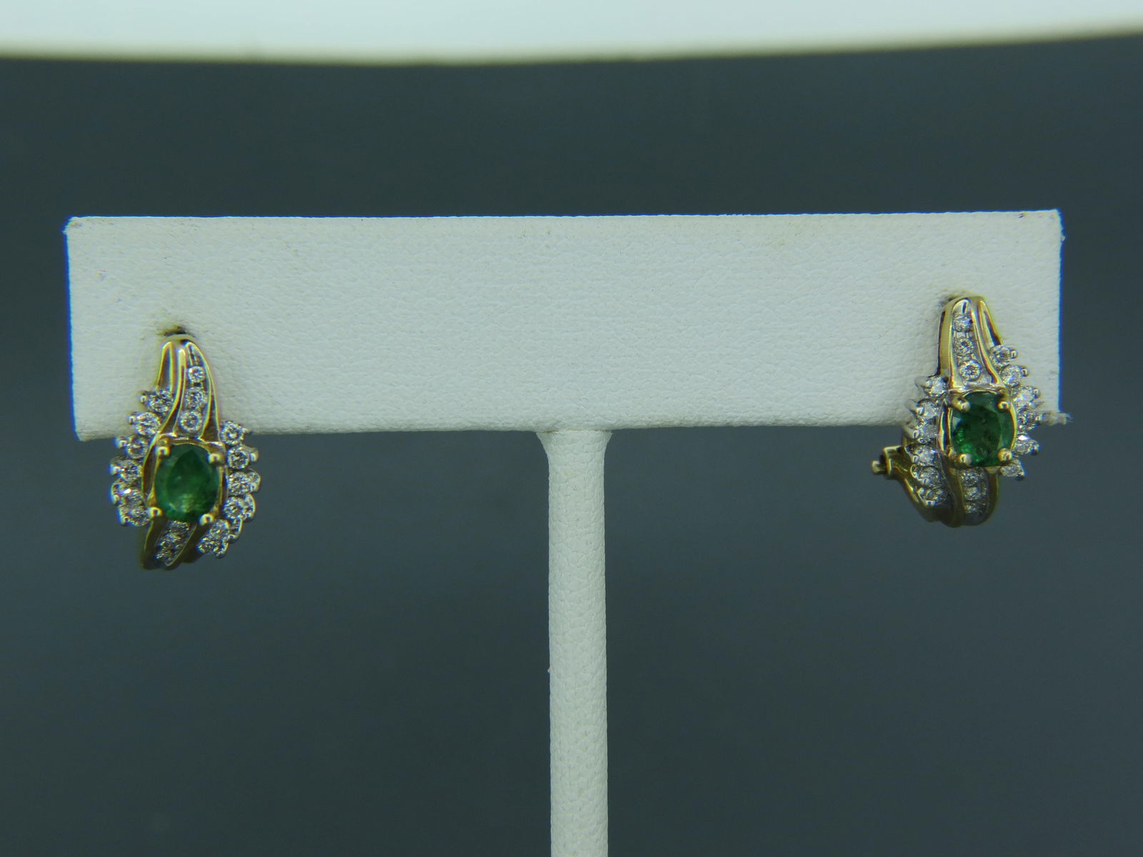 Emerald & Diamond 14K Gold Earrings, (1 of 6)