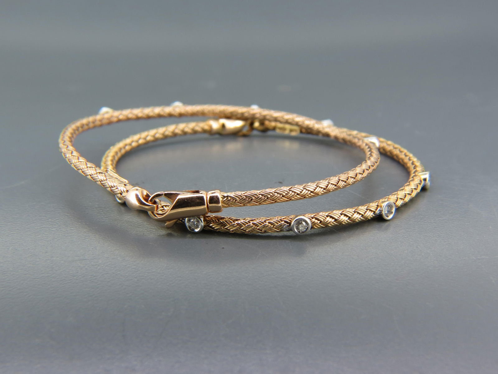 Pair of Diamond 14K Gold Cable Bracelets, (1 of 3)