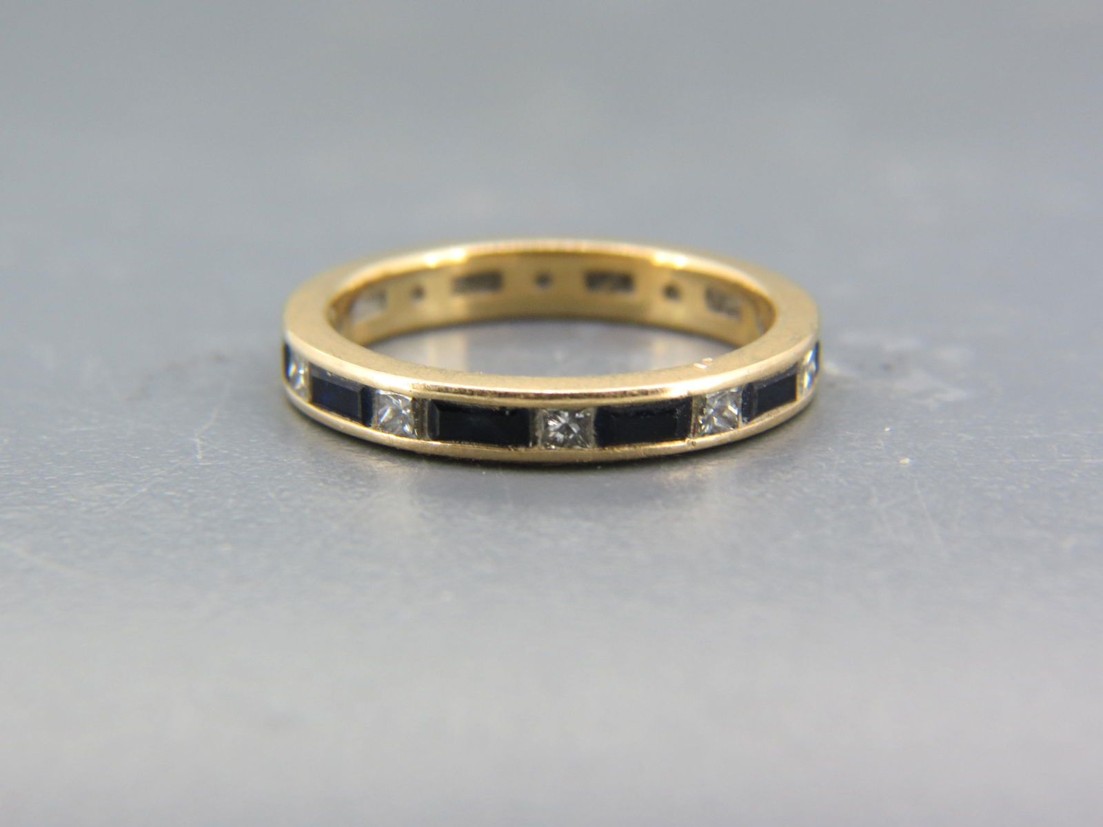 Diamond & Sapphire 14K Gold Band Ring, (1 of 4)