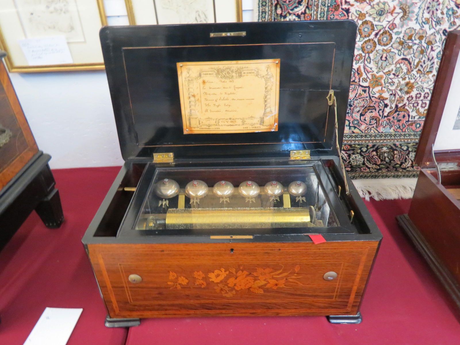 1870's Swiss Cylinder Music Box with Bells, (1 of 9)