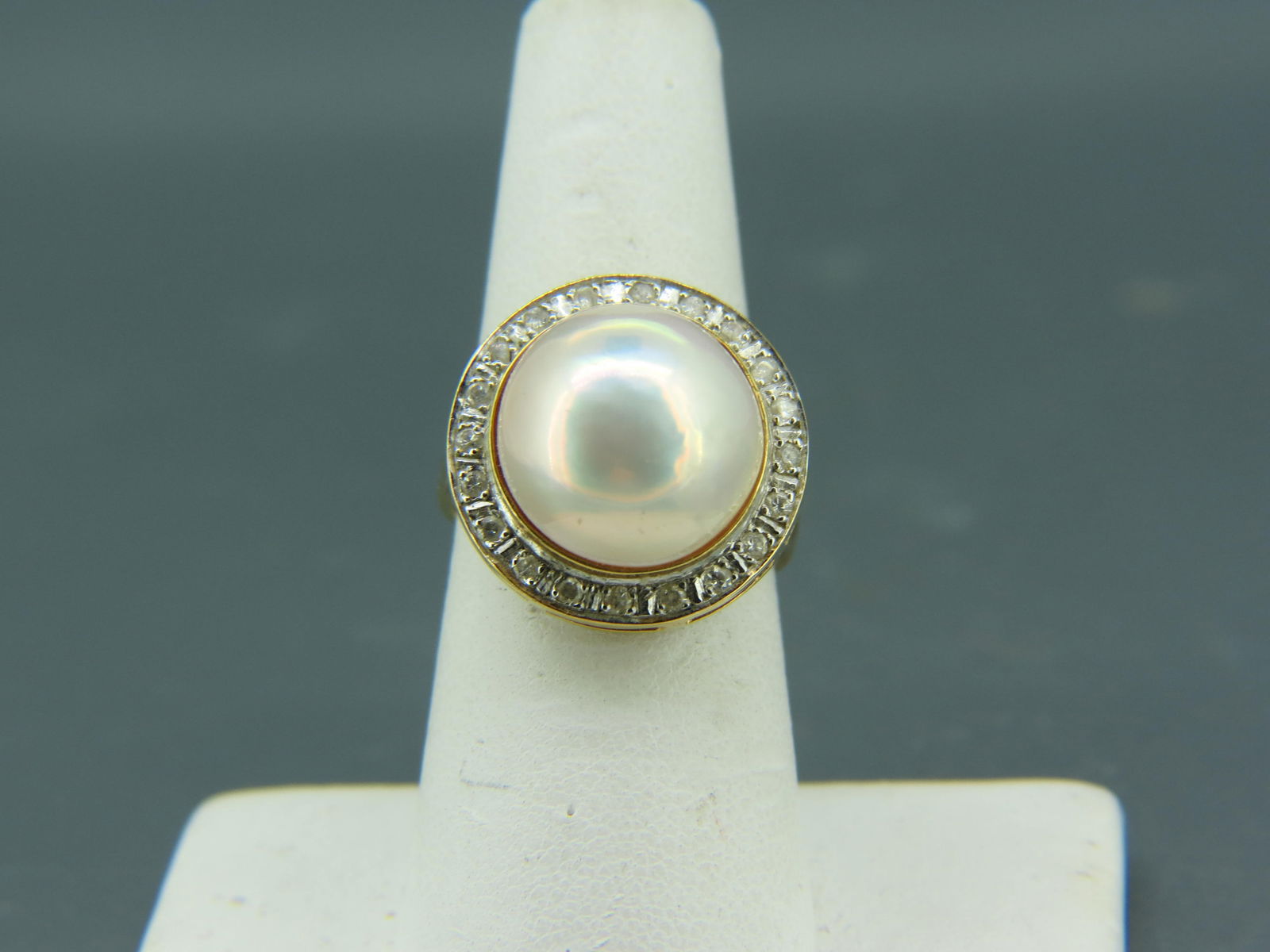 Diamond & Mabe Pearl 14K Gold Ring, (1 of 6)