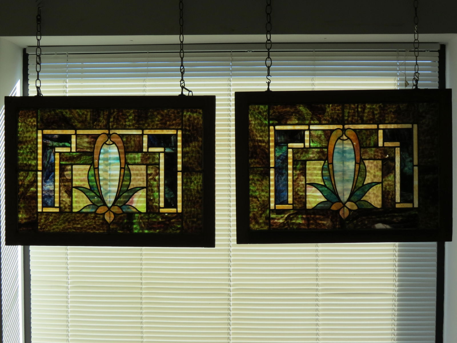 Pair of Antique Stained Glass Windows, (1 of 8)