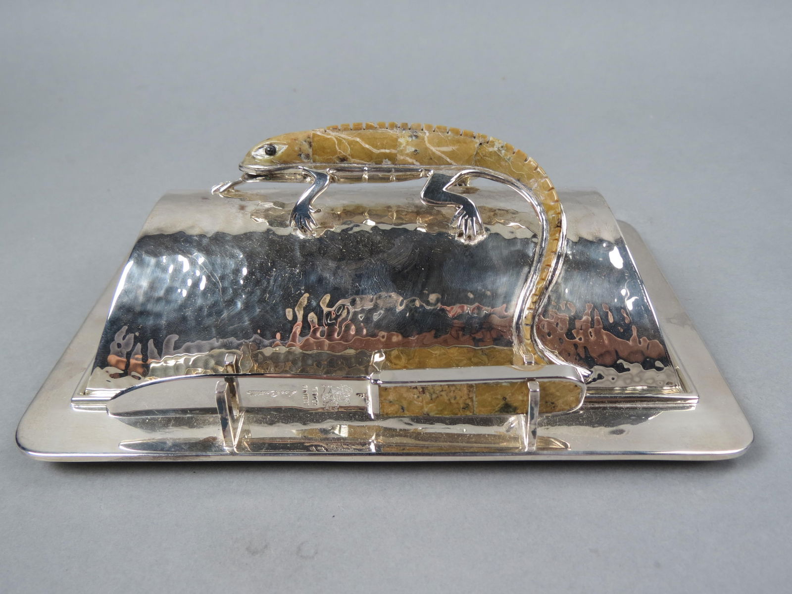 Los Castillo Carved Stone, Silverplate Butter Dis, (1 of 6)