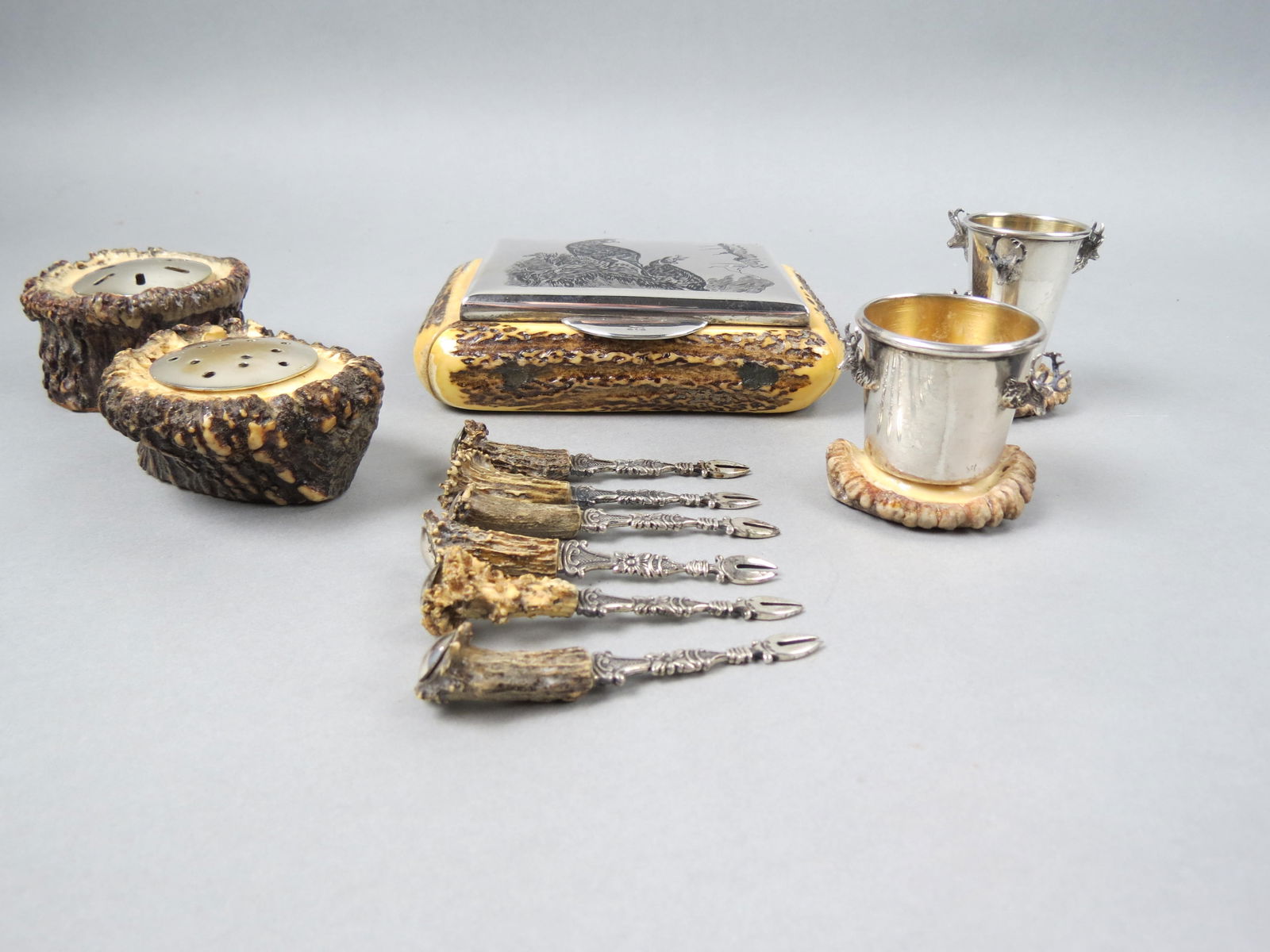 11 Stag Antler & Sterling Items, (1 of 8)