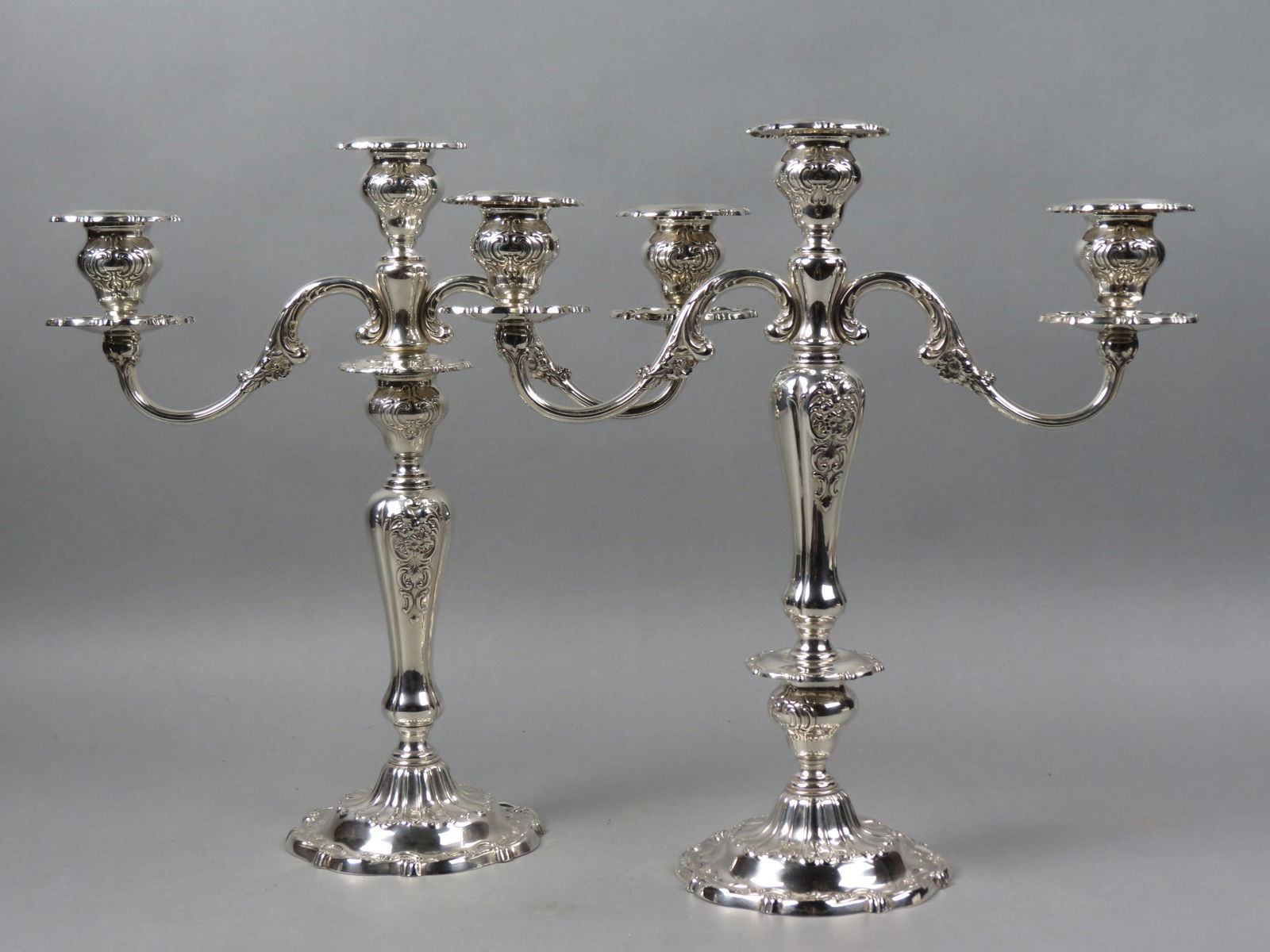 Pair of Gorham Sterling "Chantily" Candelabras, (1 of 6)