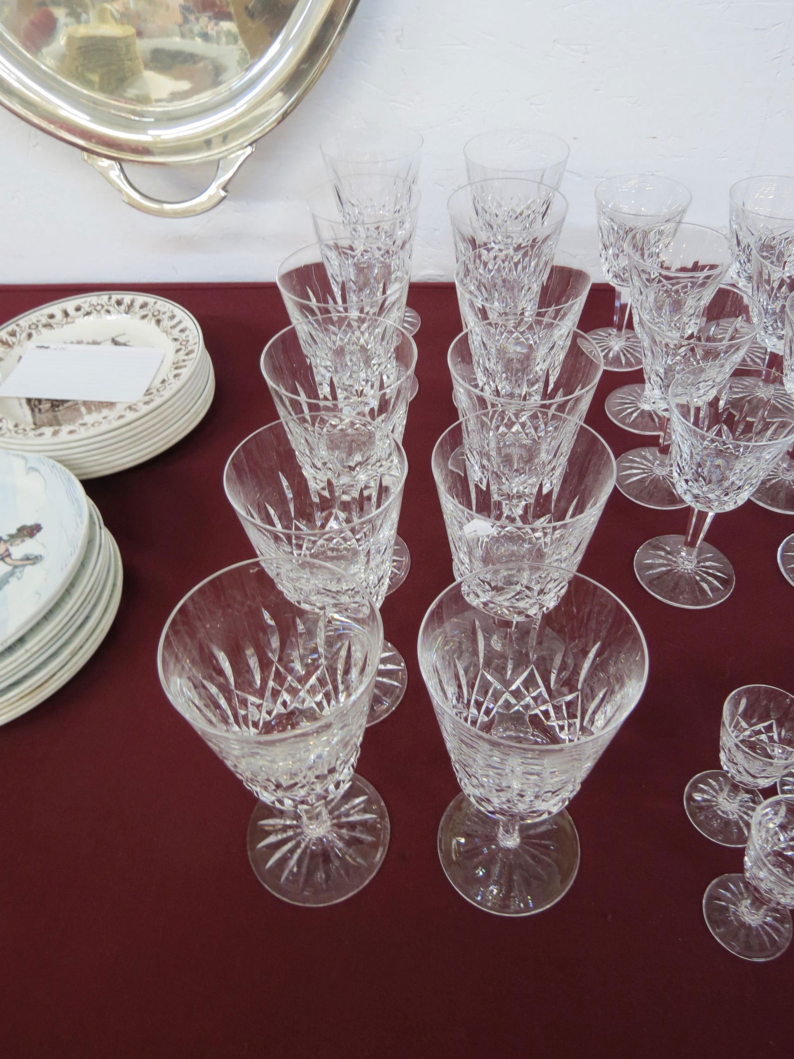 12 Waterford Cut Crystal "Lismore" Goblets,: 7", signed, excellent.