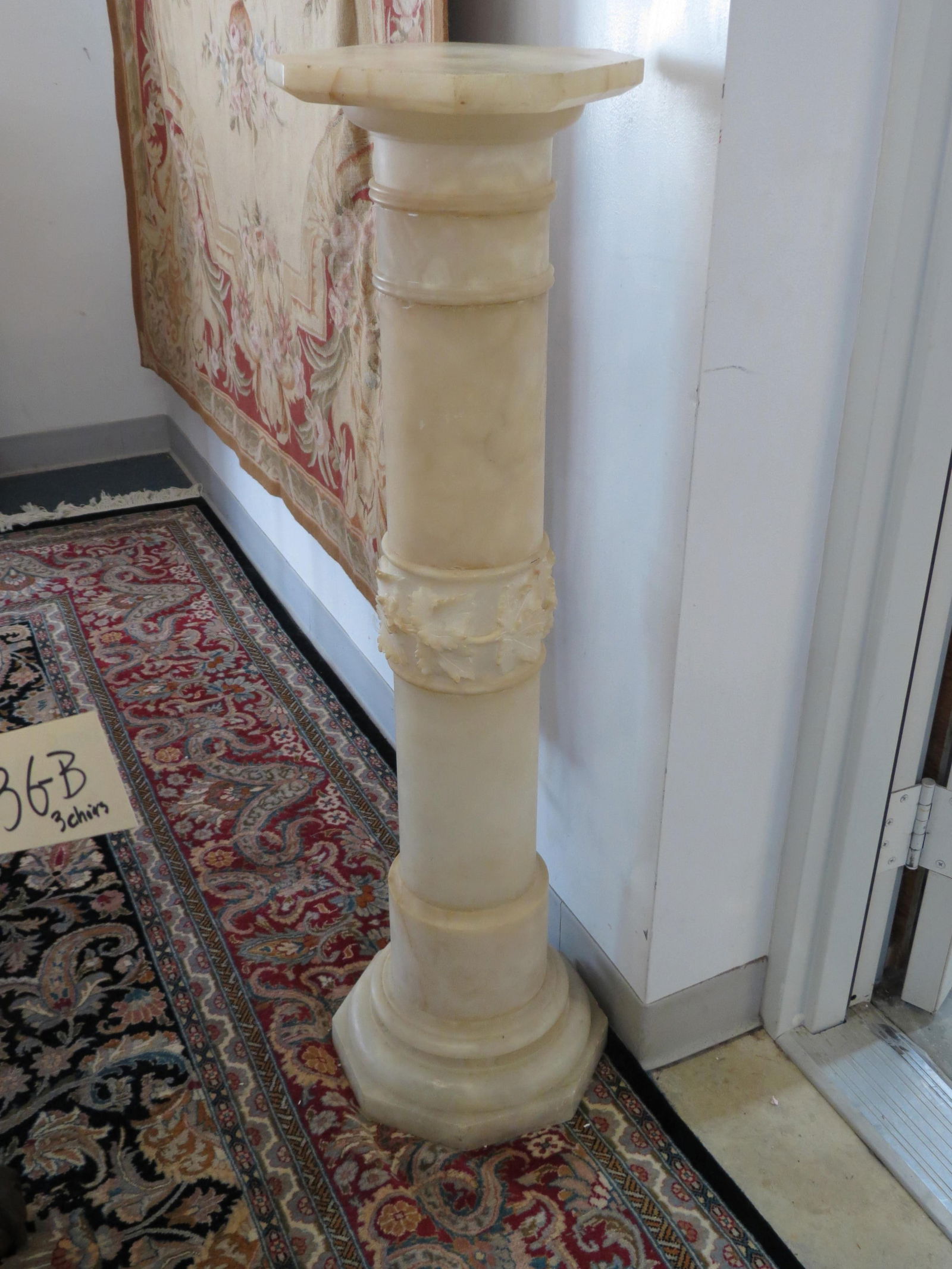 Antique Carved Alabaster Pedestal, (1 of 4)