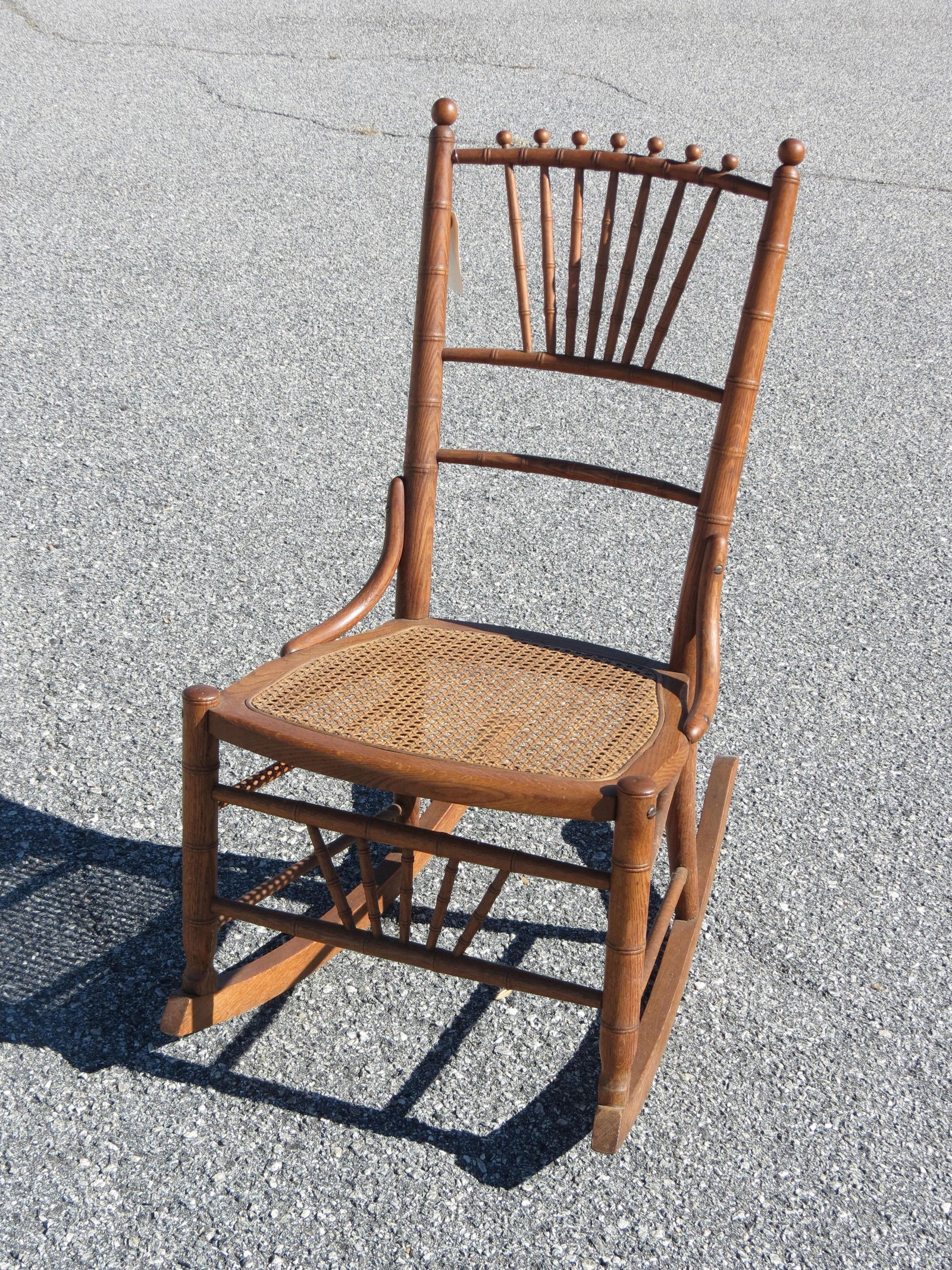 Antique oak Rocker with Cane Seat, (1 of 3)