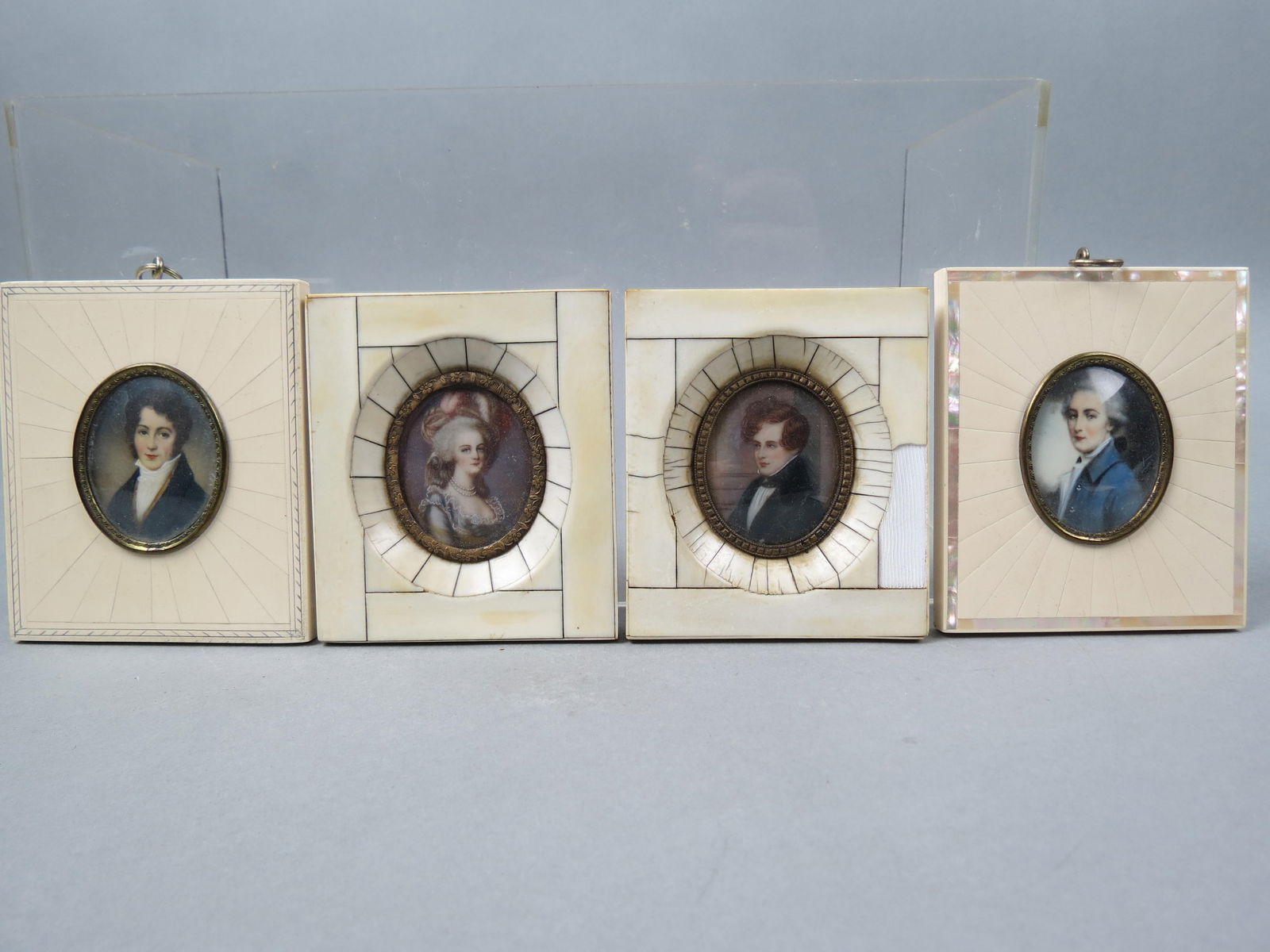 4 Miniature Portrait Paintings of Men & Woman, (1 of 6)