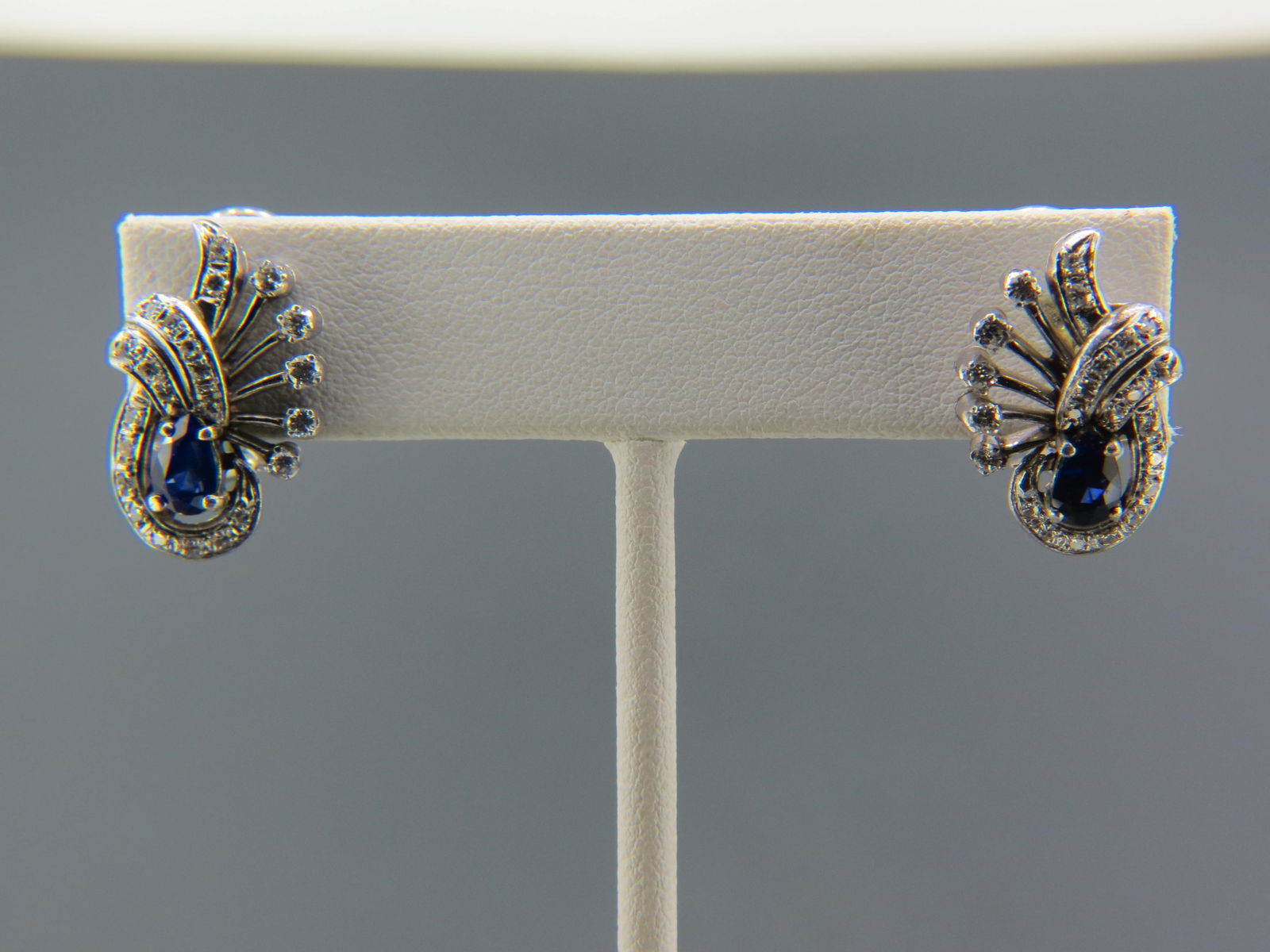 Sapphire & Diamond 14K Gold Earrings, (1 of 8)