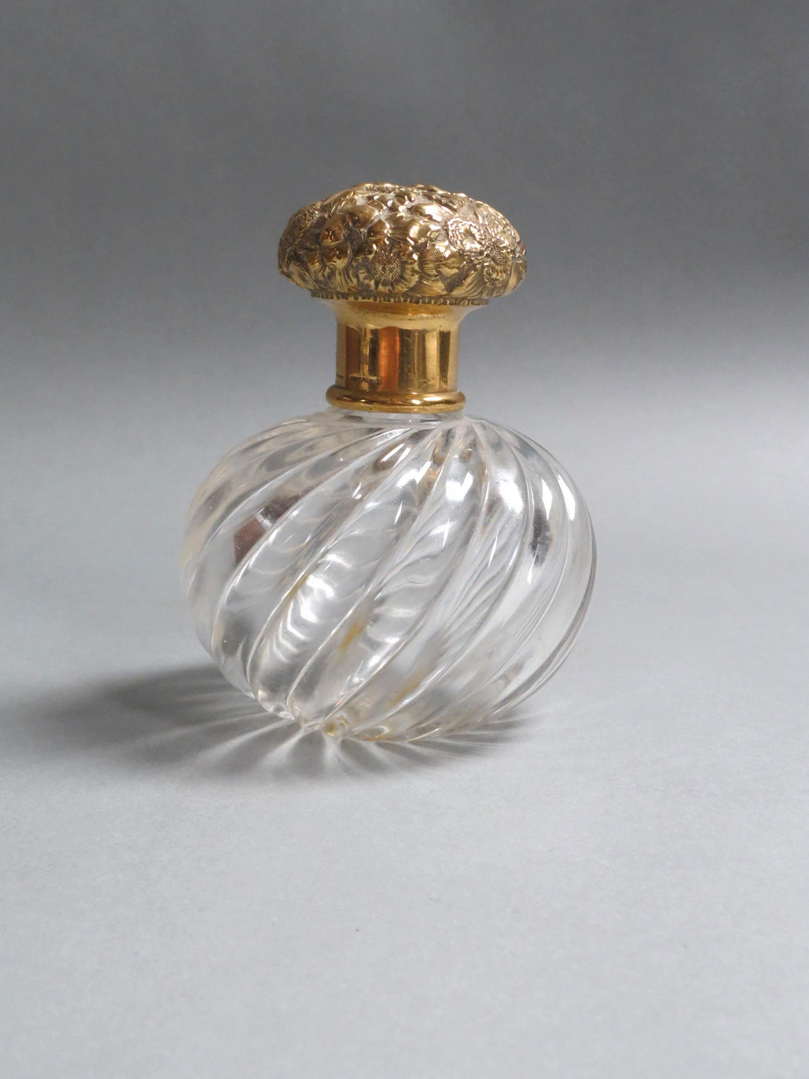 Baccarat Crystal Perfume Bottle, gold on sterling (1 of 5)