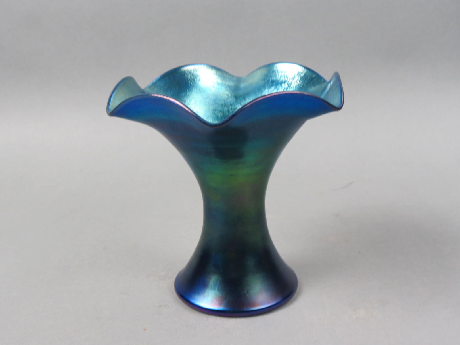 Steuben Aurene Art Glass Vase, rich blue, (1 of 6)