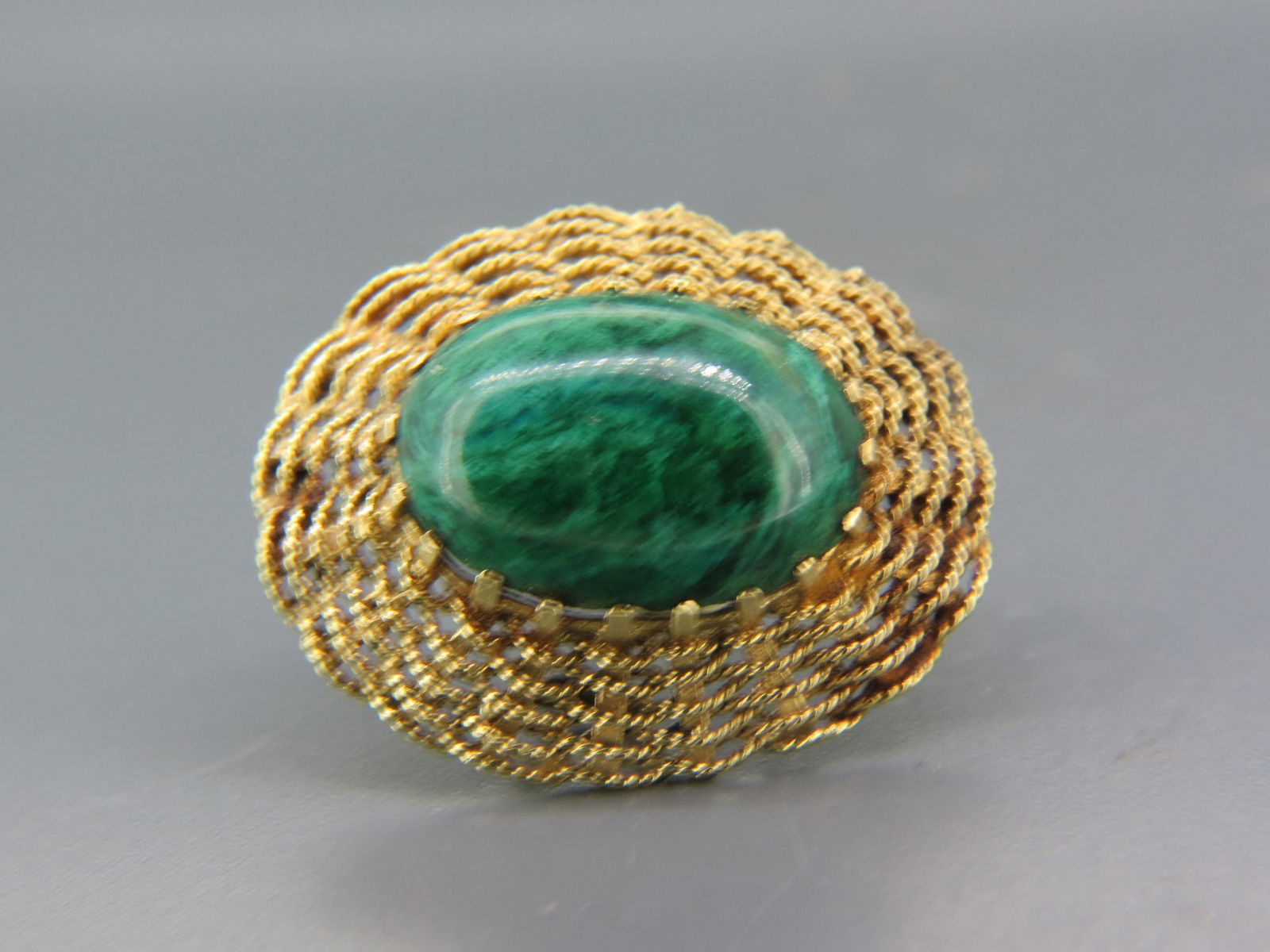 Eilate Stone & 14K Gold Brooch, Israel, (1 of 3)