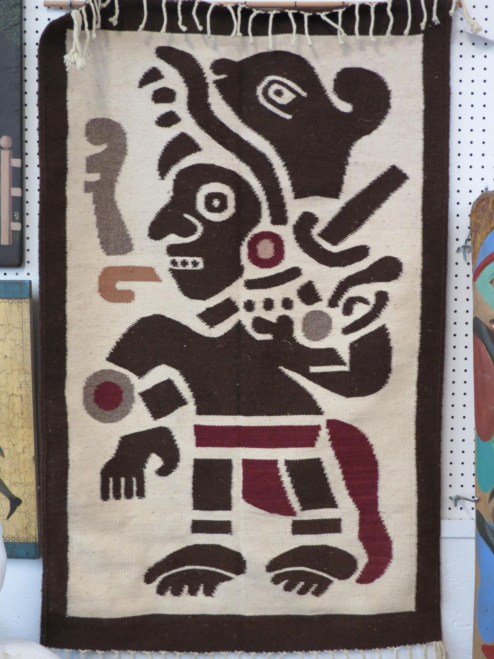 Central American Tribal Style Blanket or Rug with Figure, (1 of 4)
