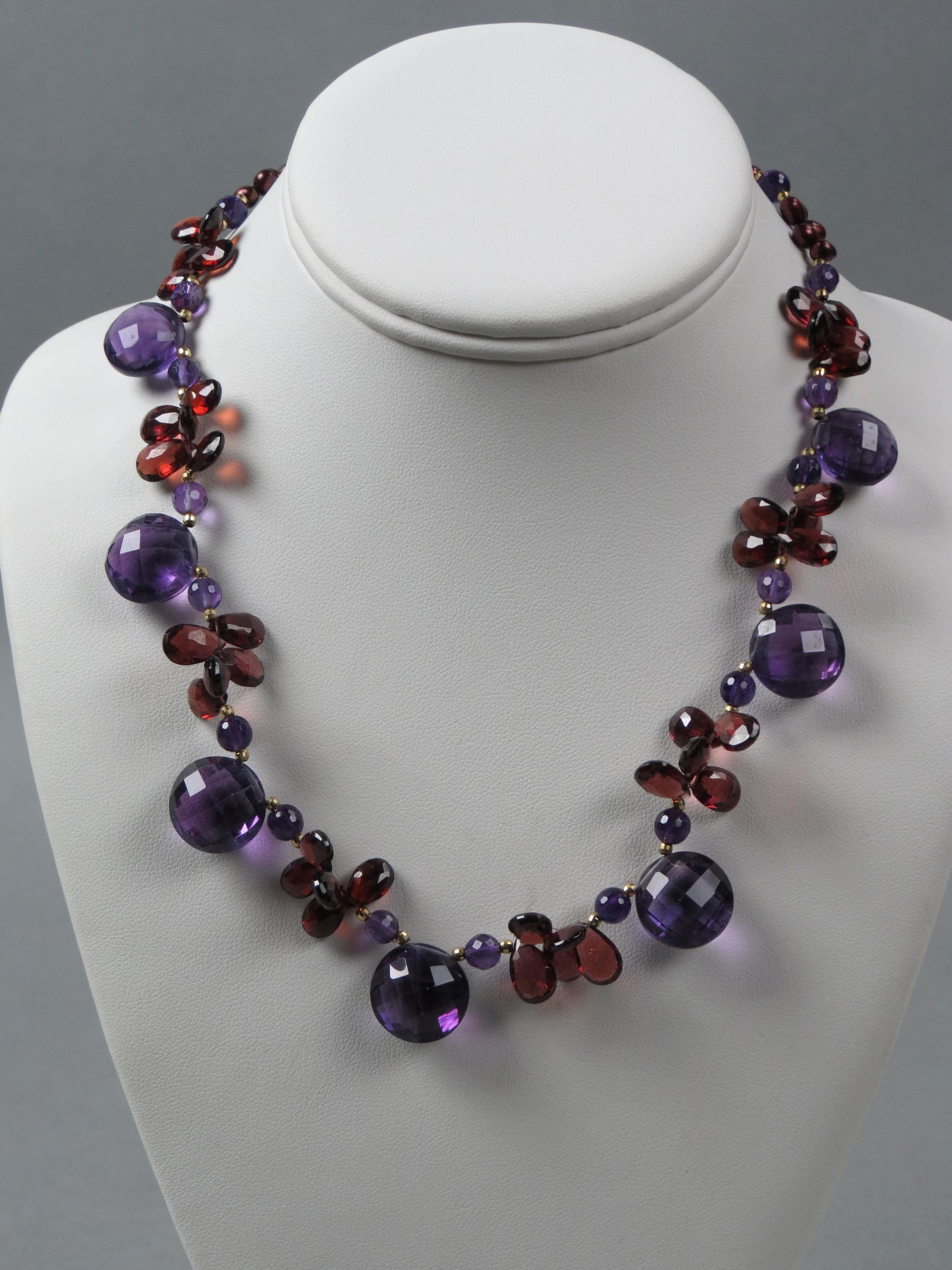 Garnet, Amethyst & 14K Gold Necklace, (1 of 7)