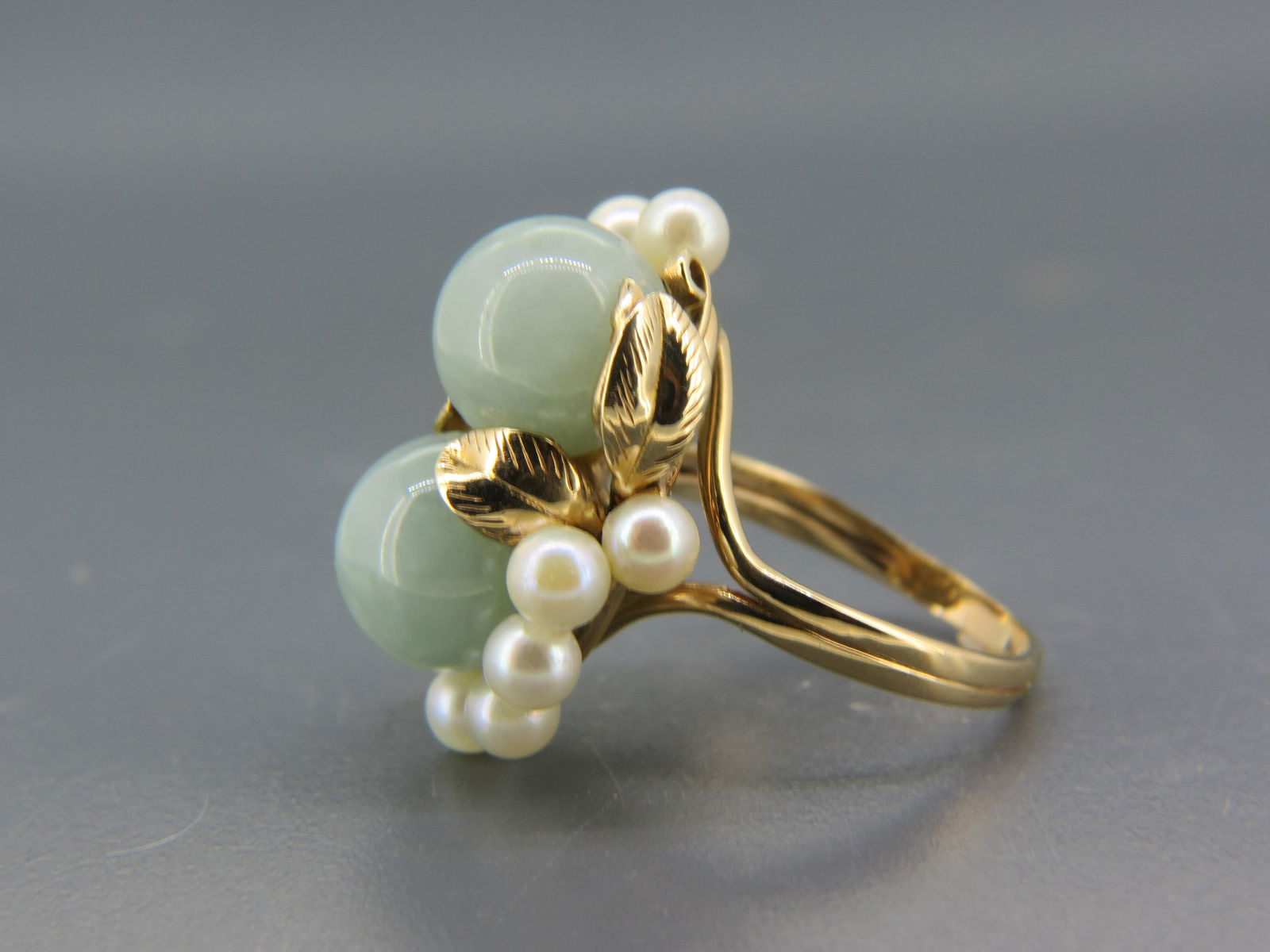Jade & Pearl 14K Gold Ring, (1 of 6)