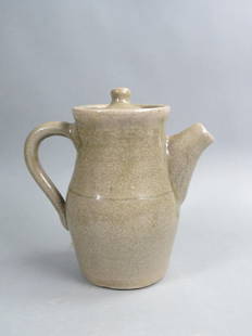 Lanier Meaders Pottery Covered Pitcher,: crackle finish glaze, 9", spout flakes, unsigned, famous Georgia potter...There is no doubt Lanier Meaders is the most famous folk potter in the United States. He is the third son of Aire and Cheever