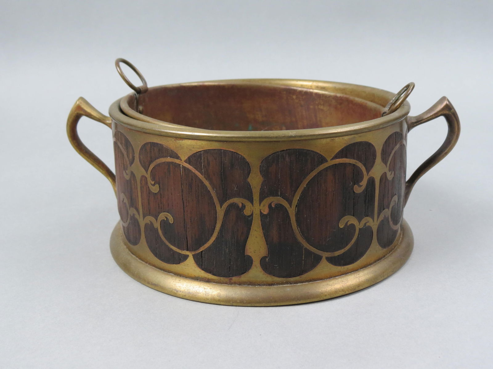 Arts & Crafts Rosewood & Brass Planter by Erhard & Sohne, (1 of 6)