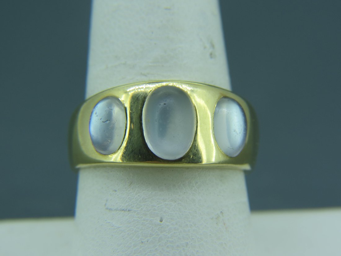 Moonstone 18K Gold Ring, Art Deco, (1 of 6)