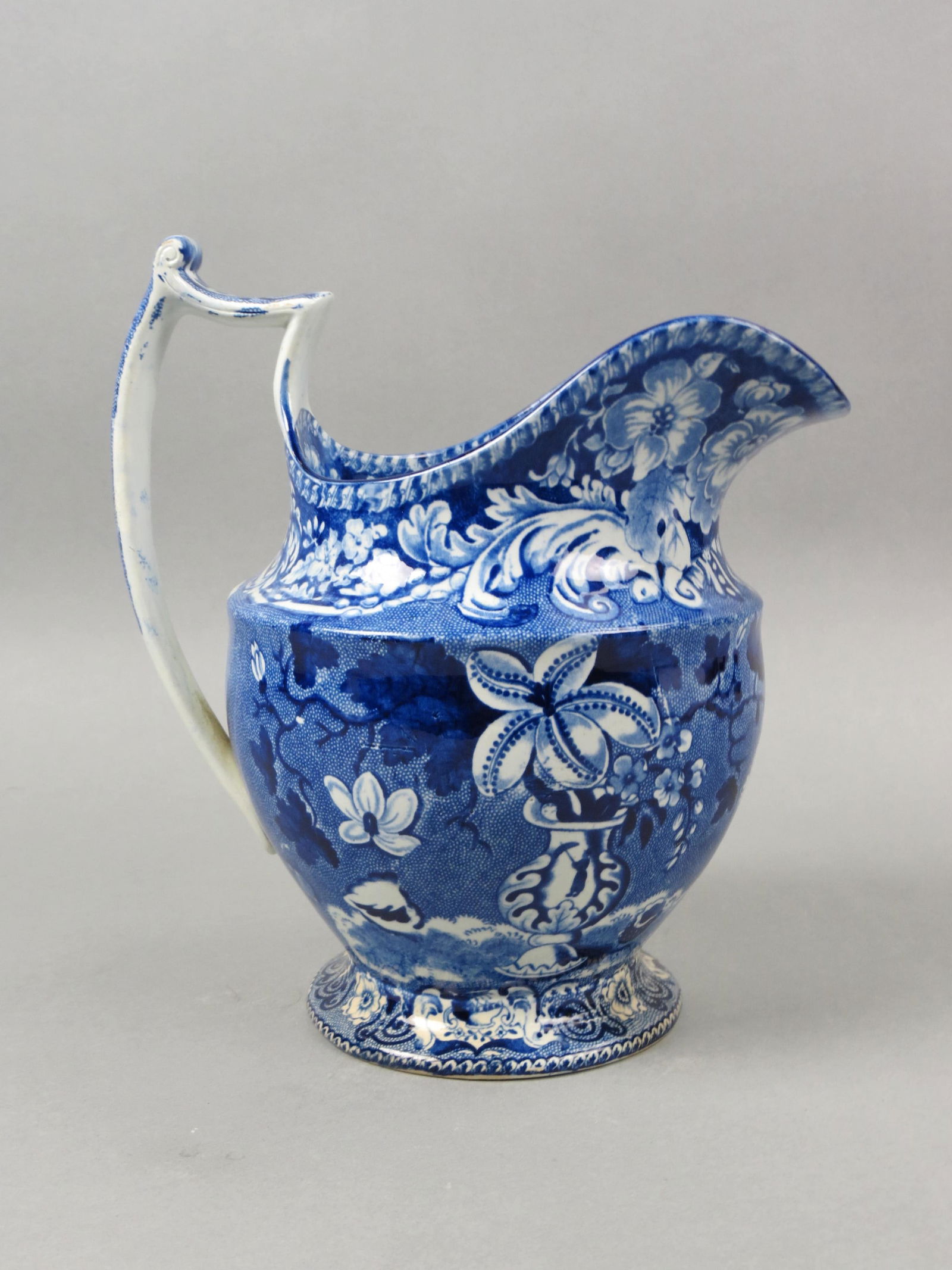 Early Staffordshire Blue Transferware Pitcher, (1 of 6)