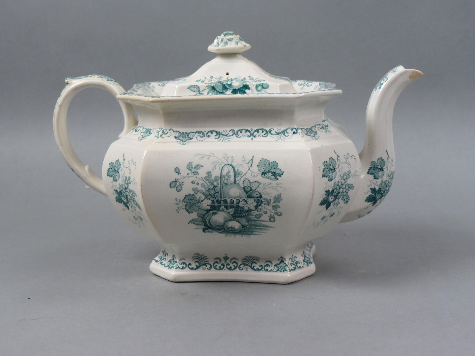 Staffordshire Ironstone Teapot "Fruits & Flowers" (1 of 5)