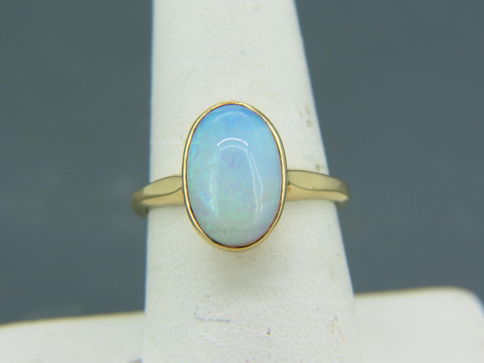 Opal 14K Gold Ring, fiery oval cabochon, (1 of 5)