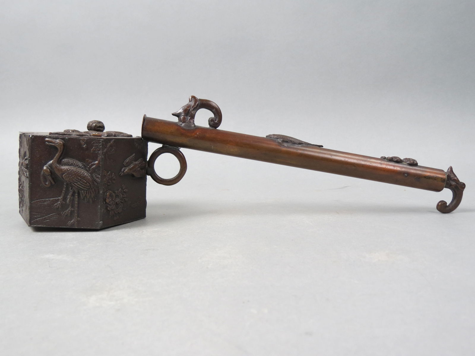 Japanese Bronze Inkwell & Pen Holder, (1 of 5)