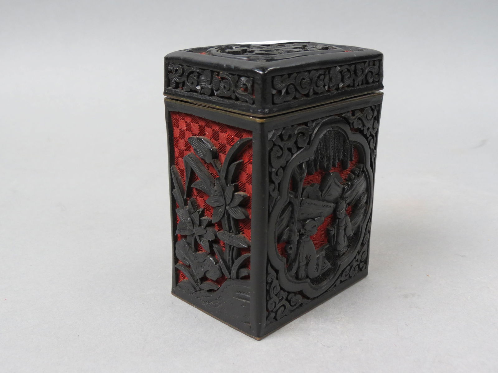 Chinese Cinnabar Cigarette Box, (1 of 4)