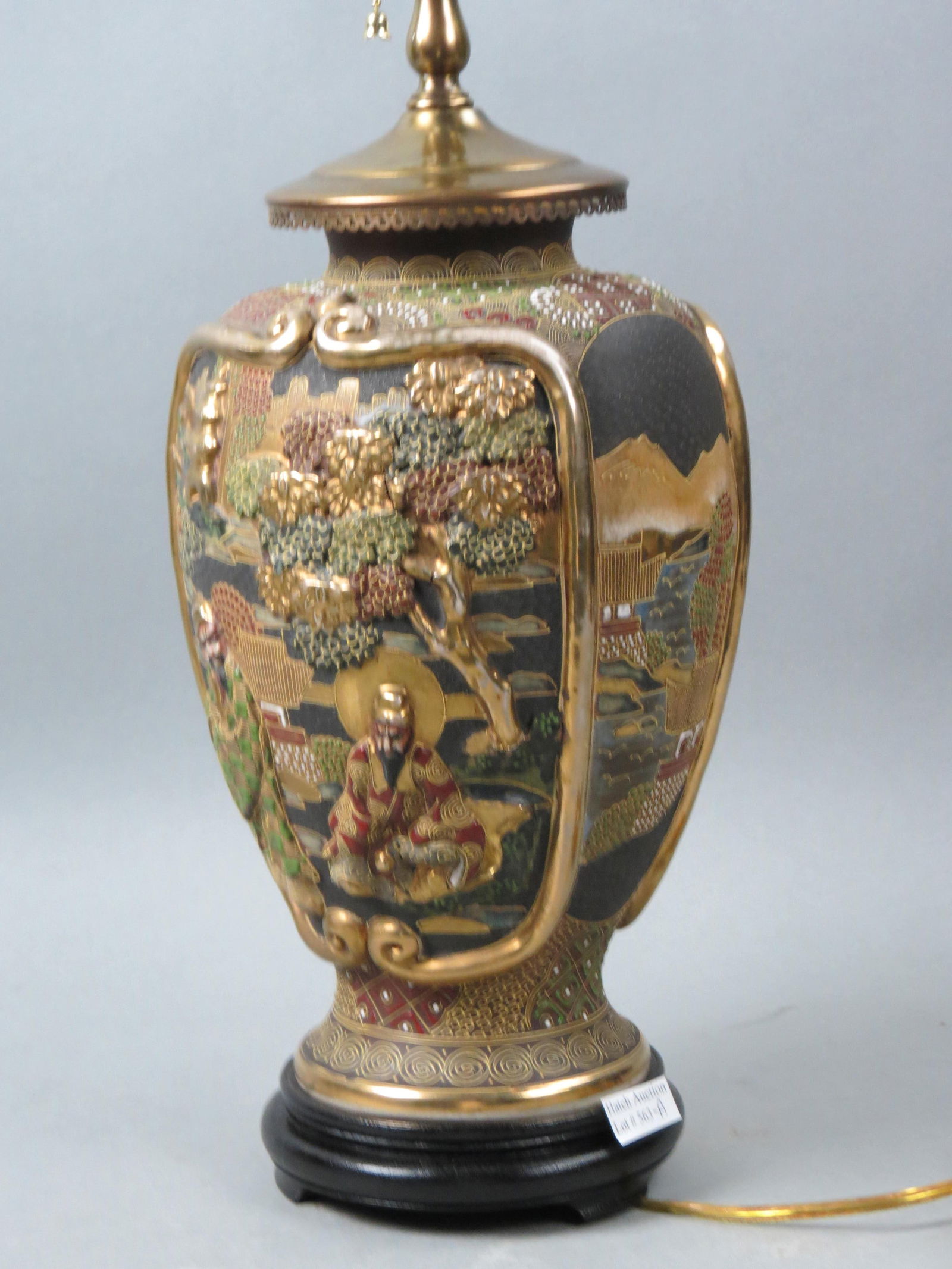 Japanese Satsuma Pottery Lamp, (1 of 4)