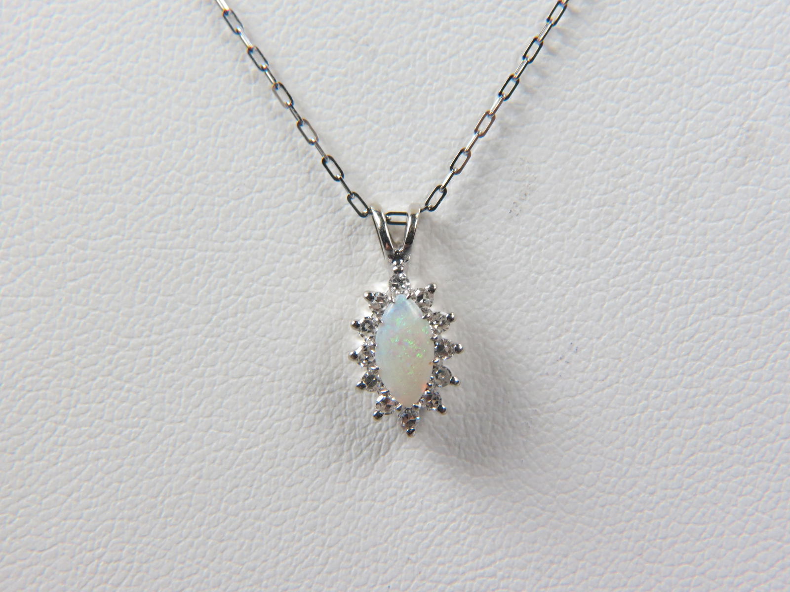 Opal & Diamond 14K Gold Pendant & Chain, (1 of 6)