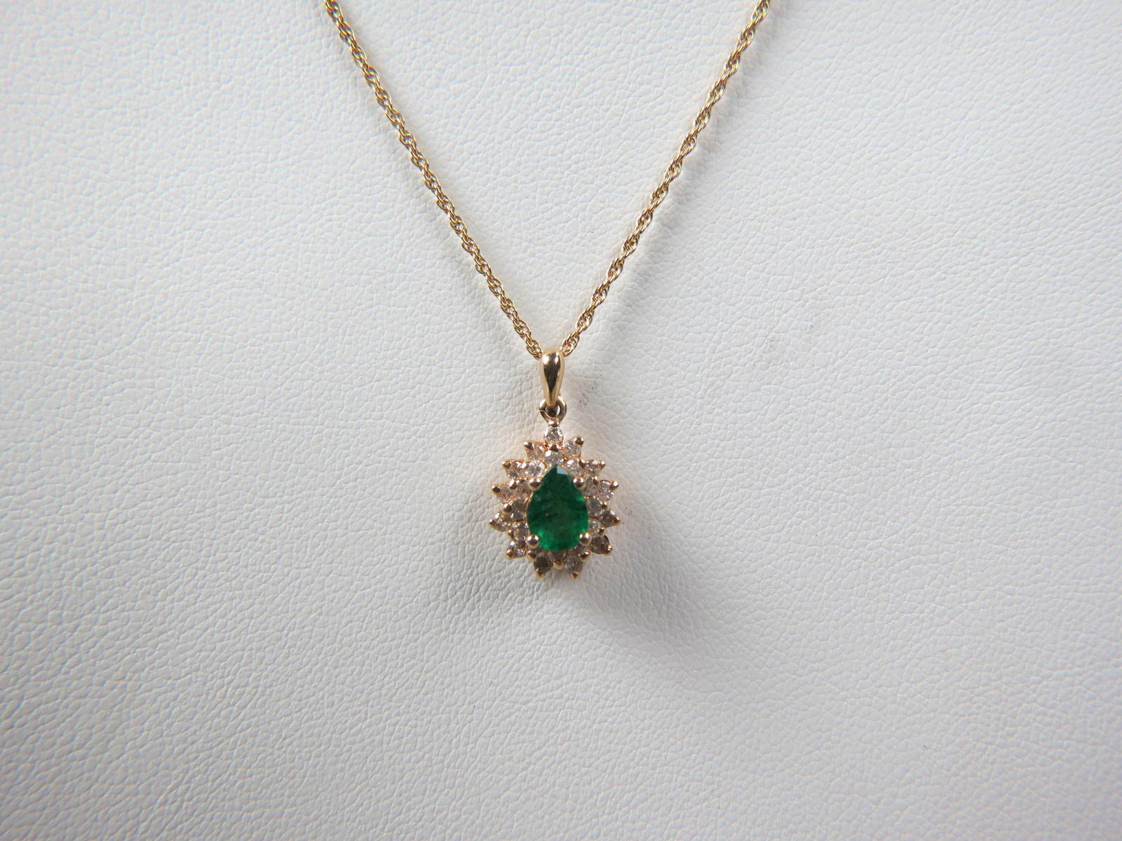 Emerald & Diamond 14K Gold Pendant & Chain, (1 of 7)