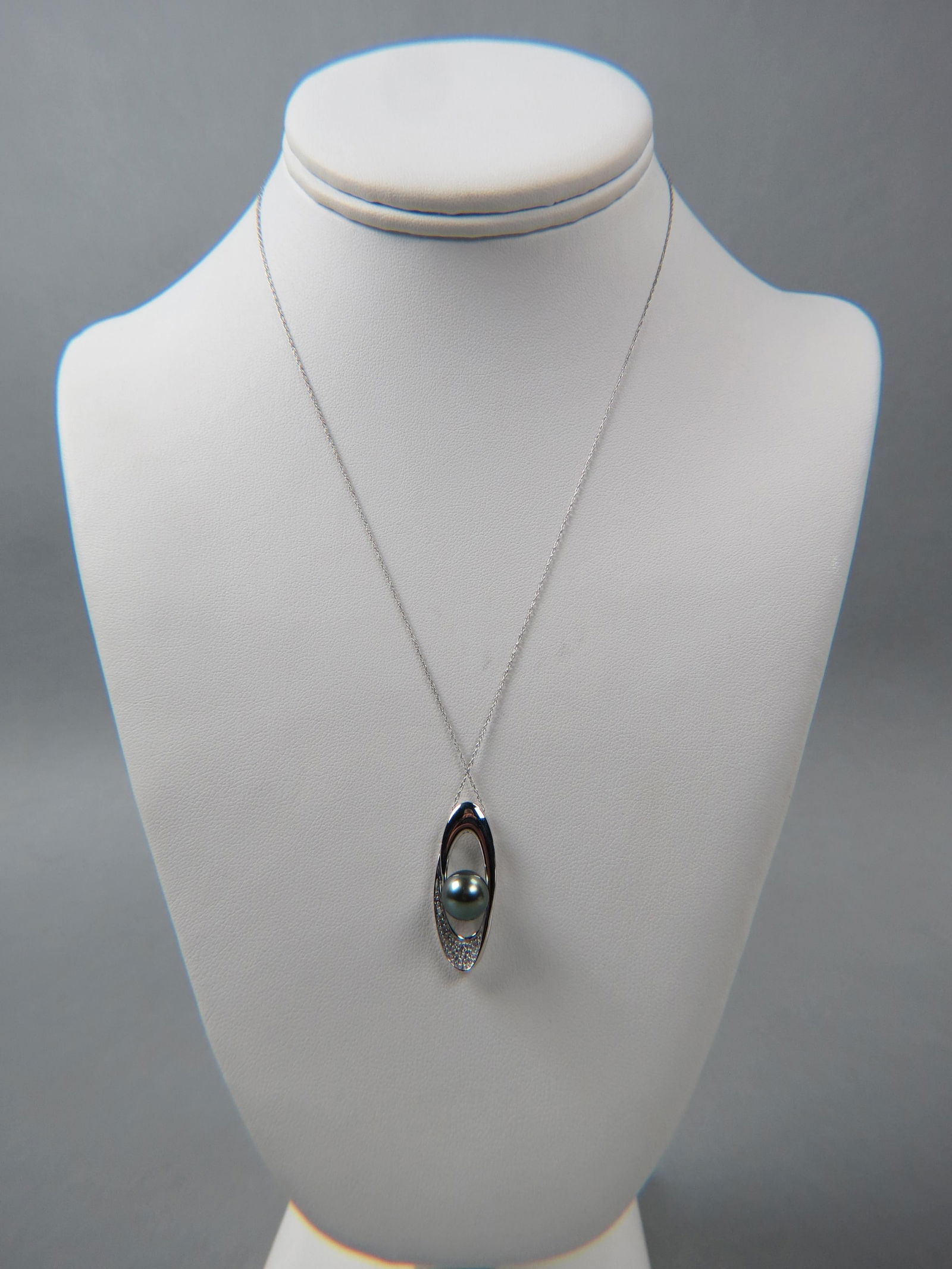 Tahitian Pearl & Diamond 14K Gold Pendant & Chain, (1 of 7)