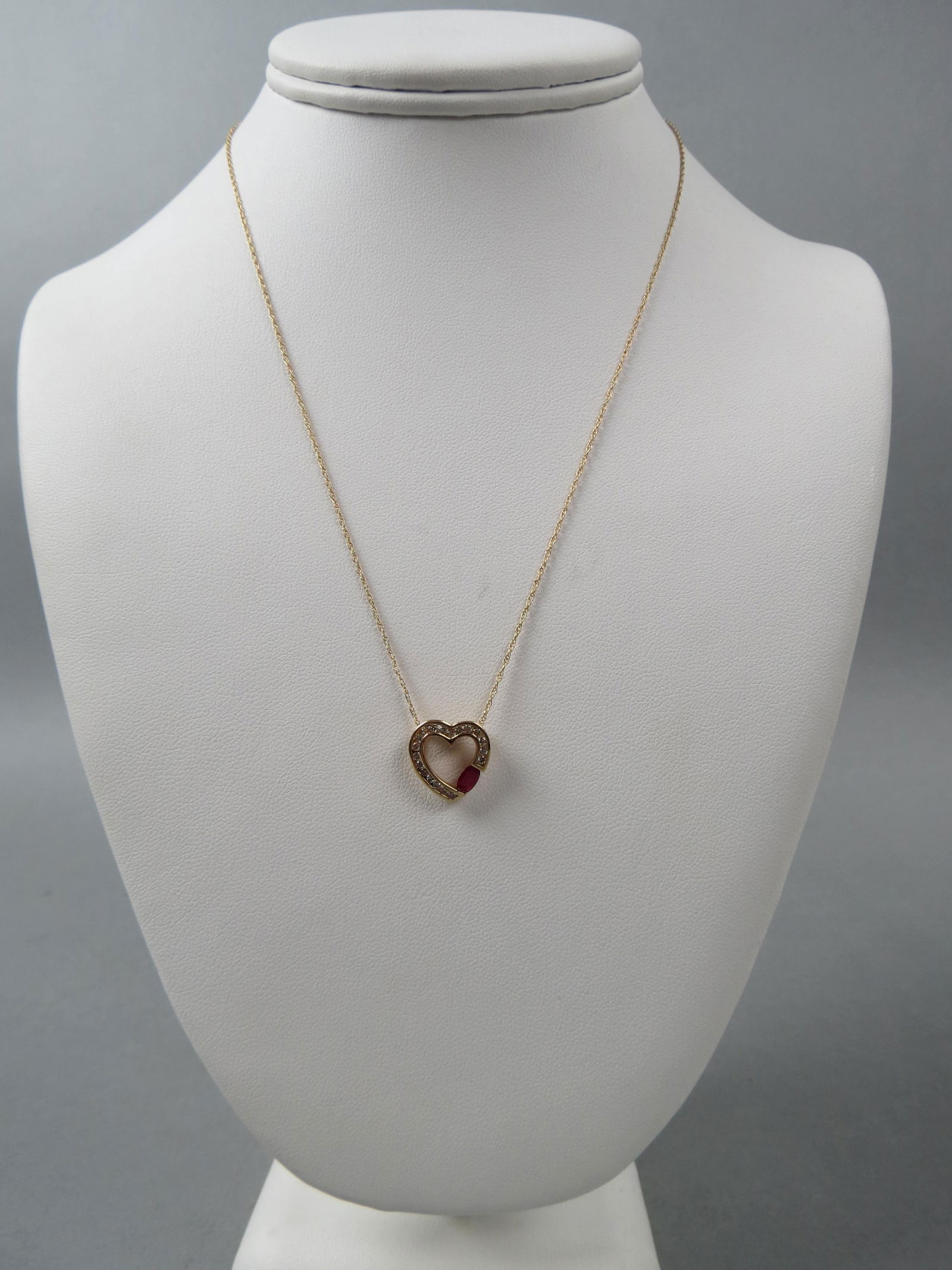Ruby & Diamond 14K Gold Pendant & Chain, (1 of 4)
