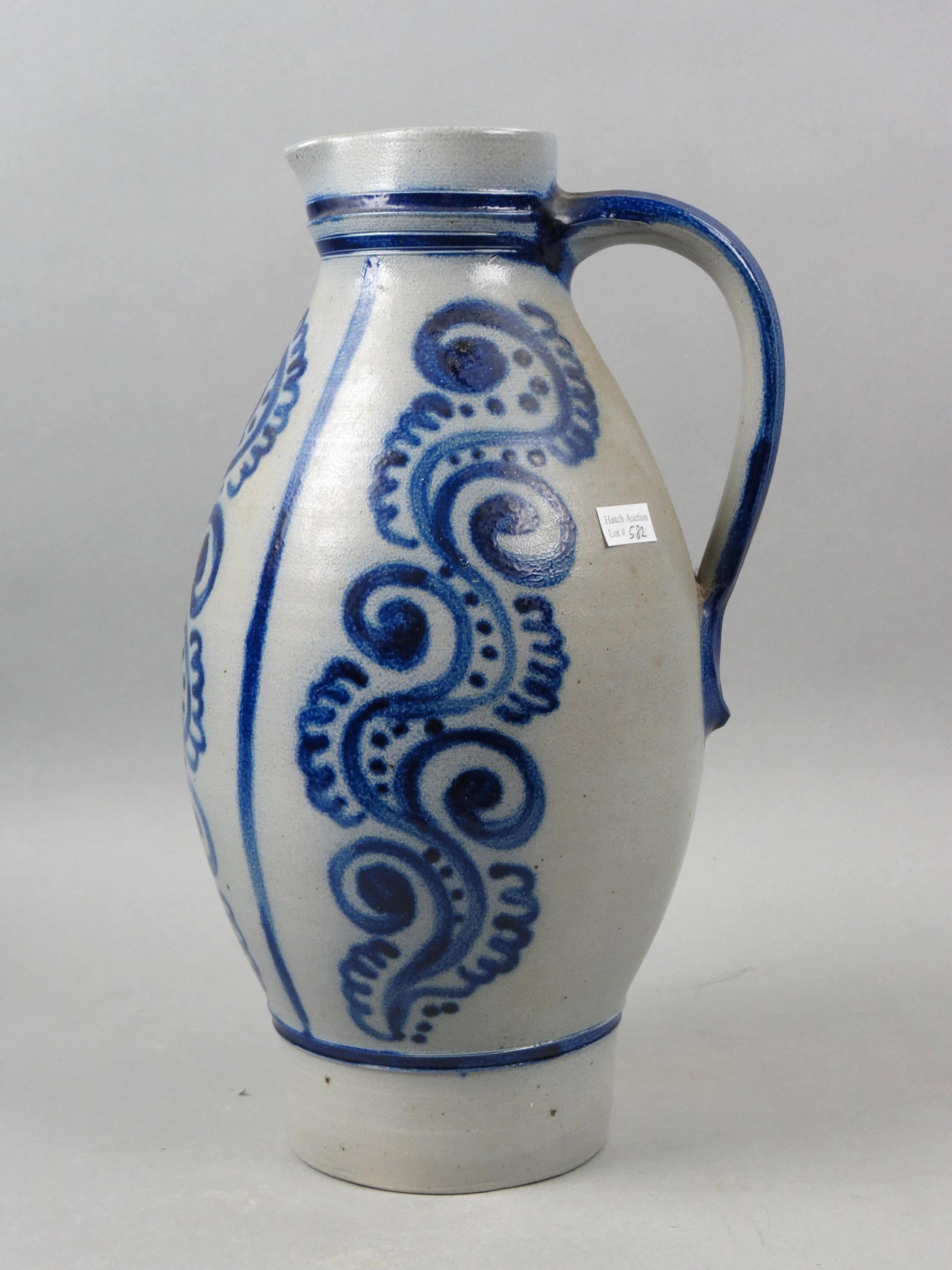 Salt Glaze Stoneware Pottery Pitcher, (1 of 3)