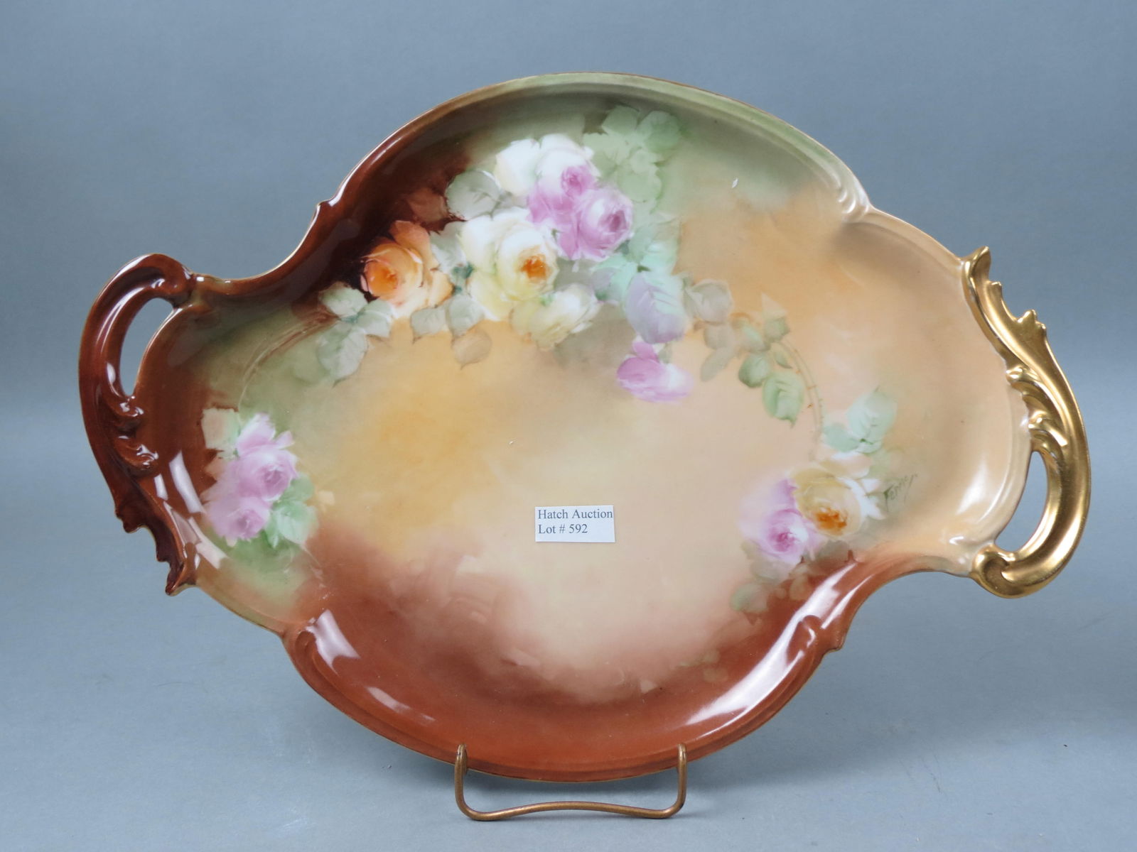 Large Hand Painted Porcelain Dresser Tray, (1 of 4)