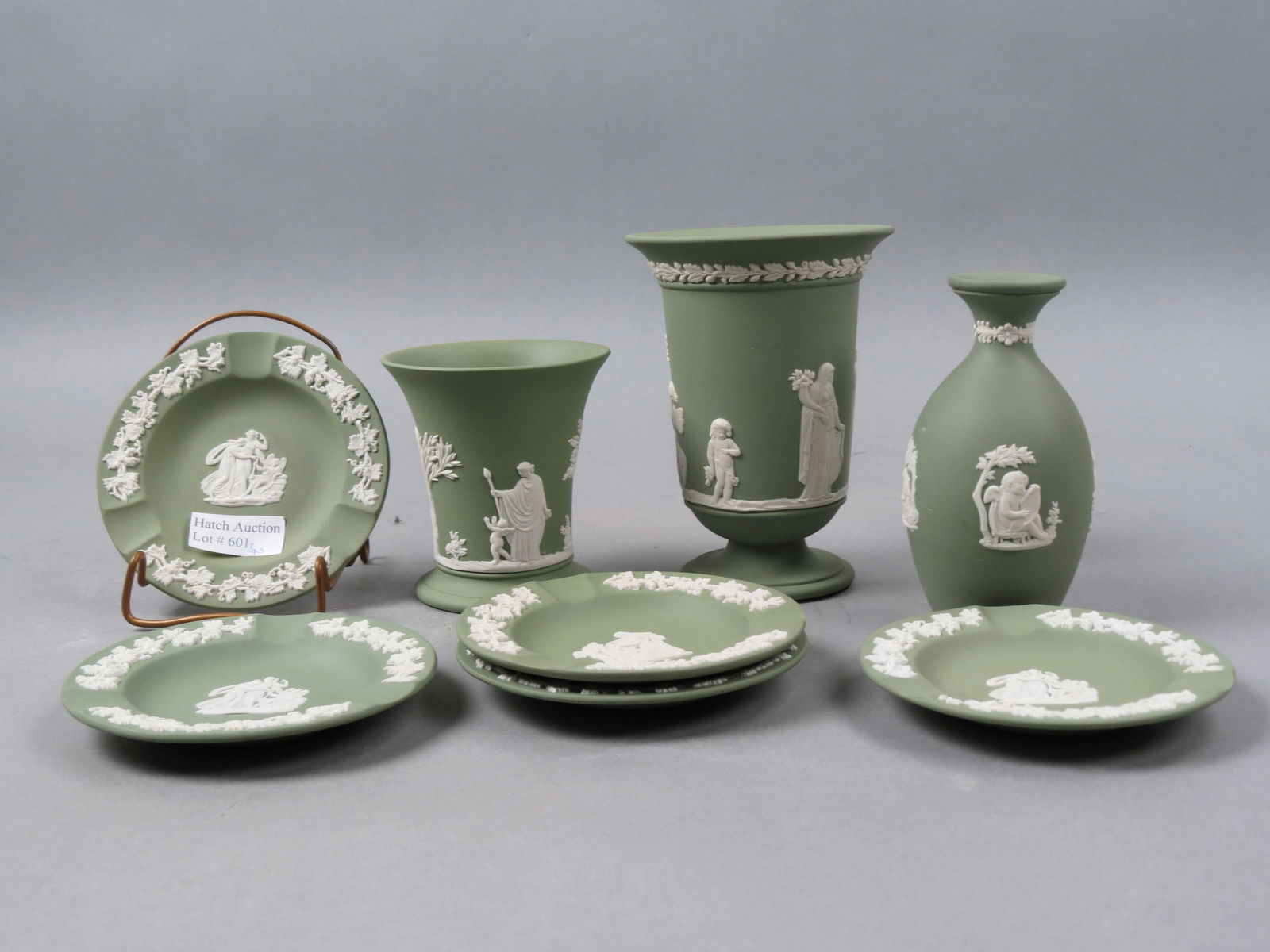 8 pcs. Wedgwood Jasperware, green, (1 of 7)