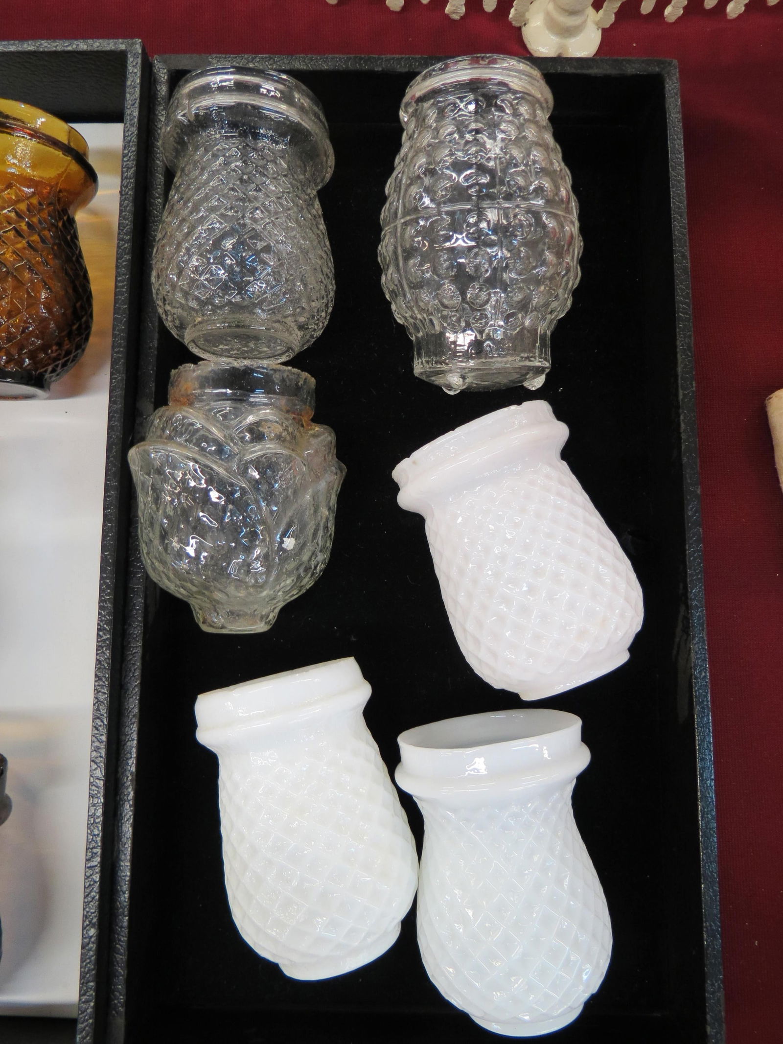 6 Antique Glass Christmas Candleholder Ornaments, (1 of 1)