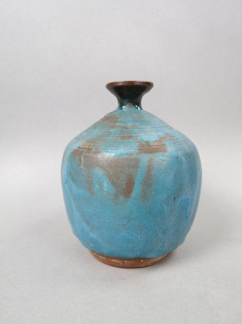 Charles Counts Southern Pottery vase, Rising Sun mark, (1 of 4)