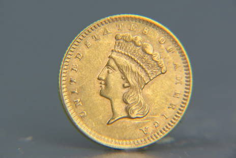 1856 U.S. $1.00 Liberty Head Gold Coin,: AU+.