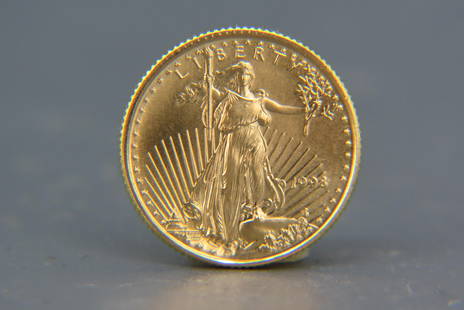 1998 $5.00 American Gold Eagle Coin, 1/10th: ounce, .999 fine gold, uncirculated.