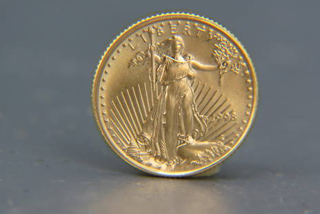 1998 $5.00 American Gold Eagle Coin, 1/10th: ounce, .999 fine gold, uncirculated.