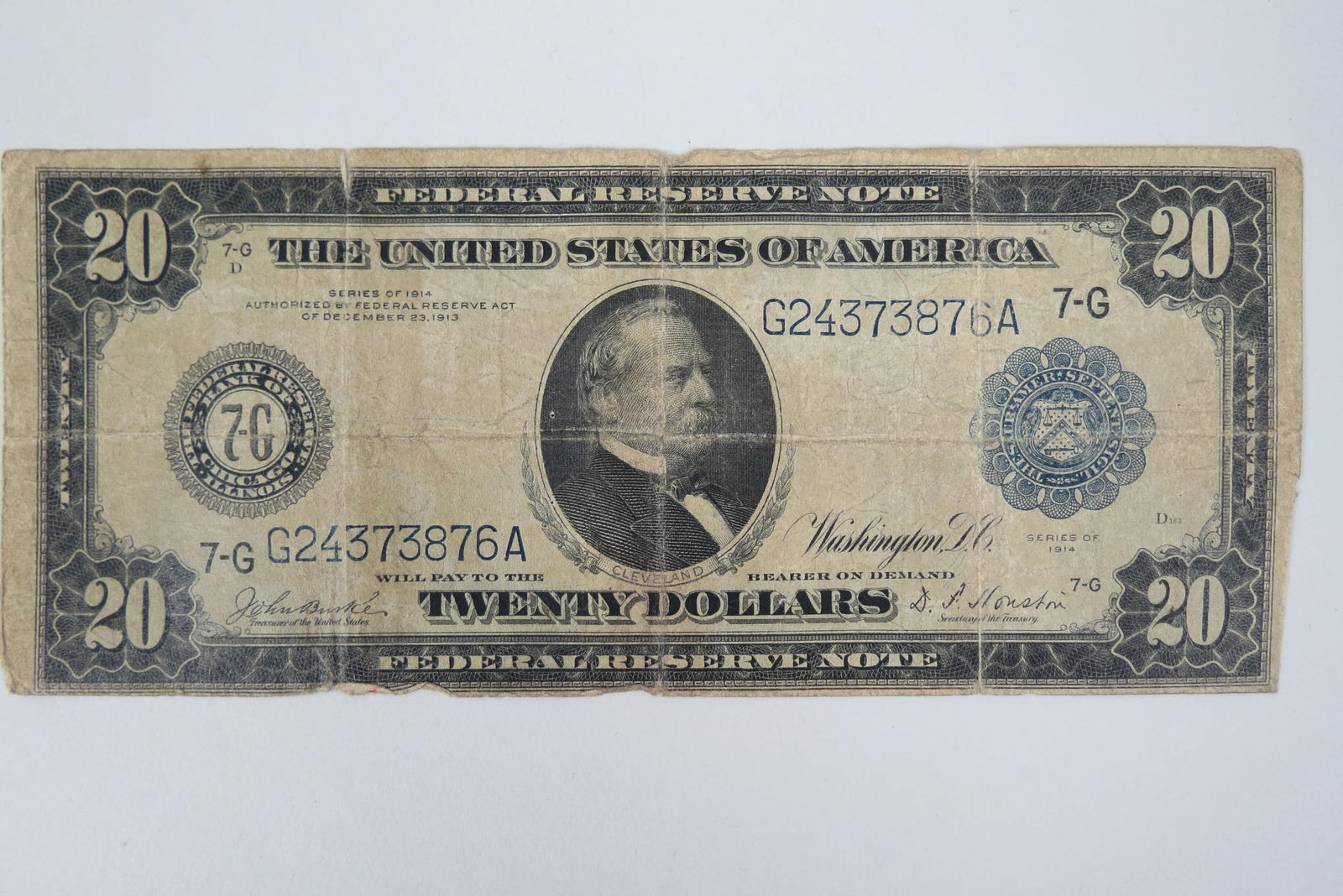1914 U.S. $20.00 Federal Reserve Note, large size, (1 of 2)