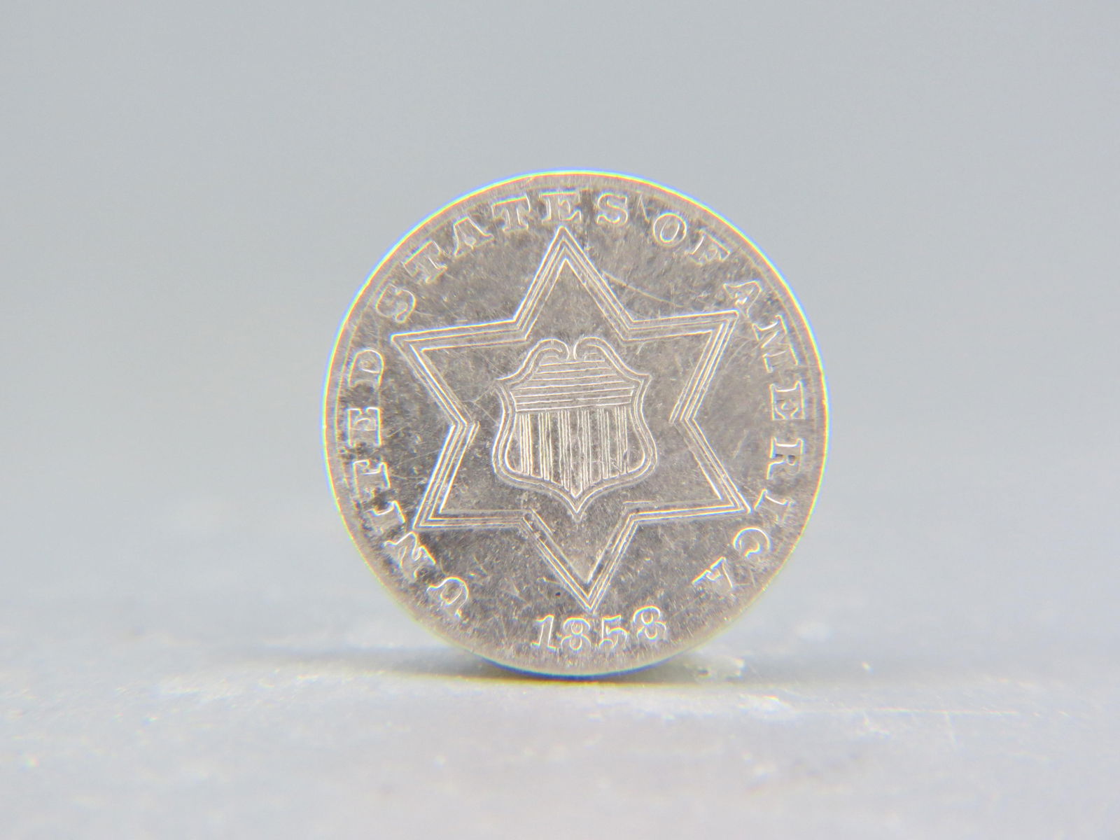1858 U.S. Three Cent Silver Coin, (1 of 2)