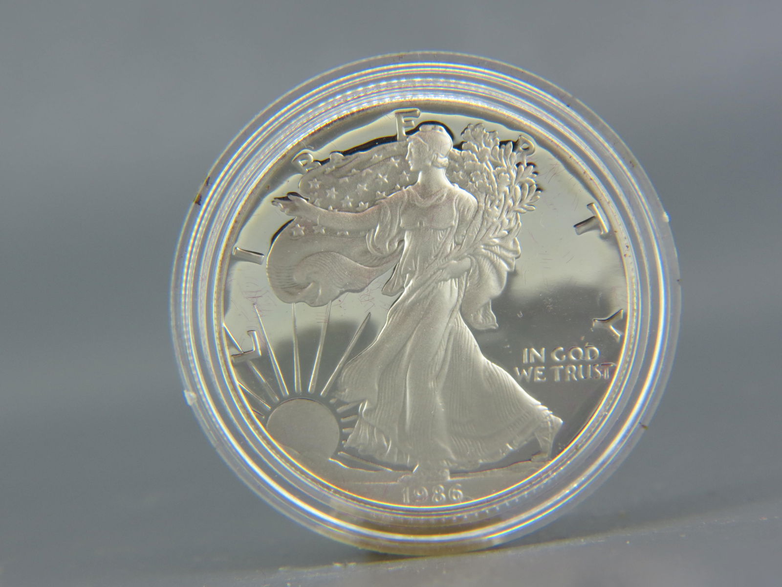 1986 American Silver Eagle Dollar, proof, (1 of 3)